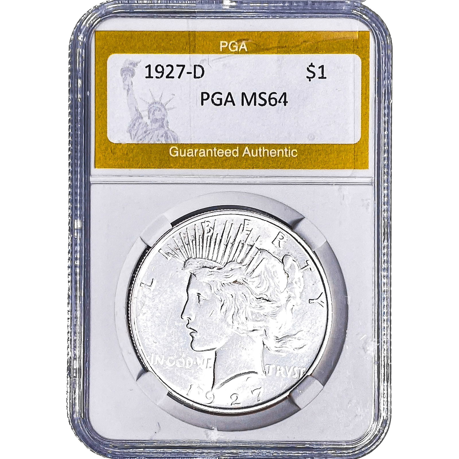 1927-D Silver Peace Dollar PGA MS64: 1927-D Silver Peace Dollar PGA MS64
