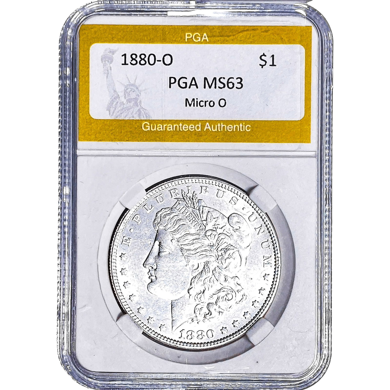 1880-O Morgan Silver Dollar PGA MS63 Micro O: 1880-O Morgan Silver Dollar PGA MS63 Micro O
