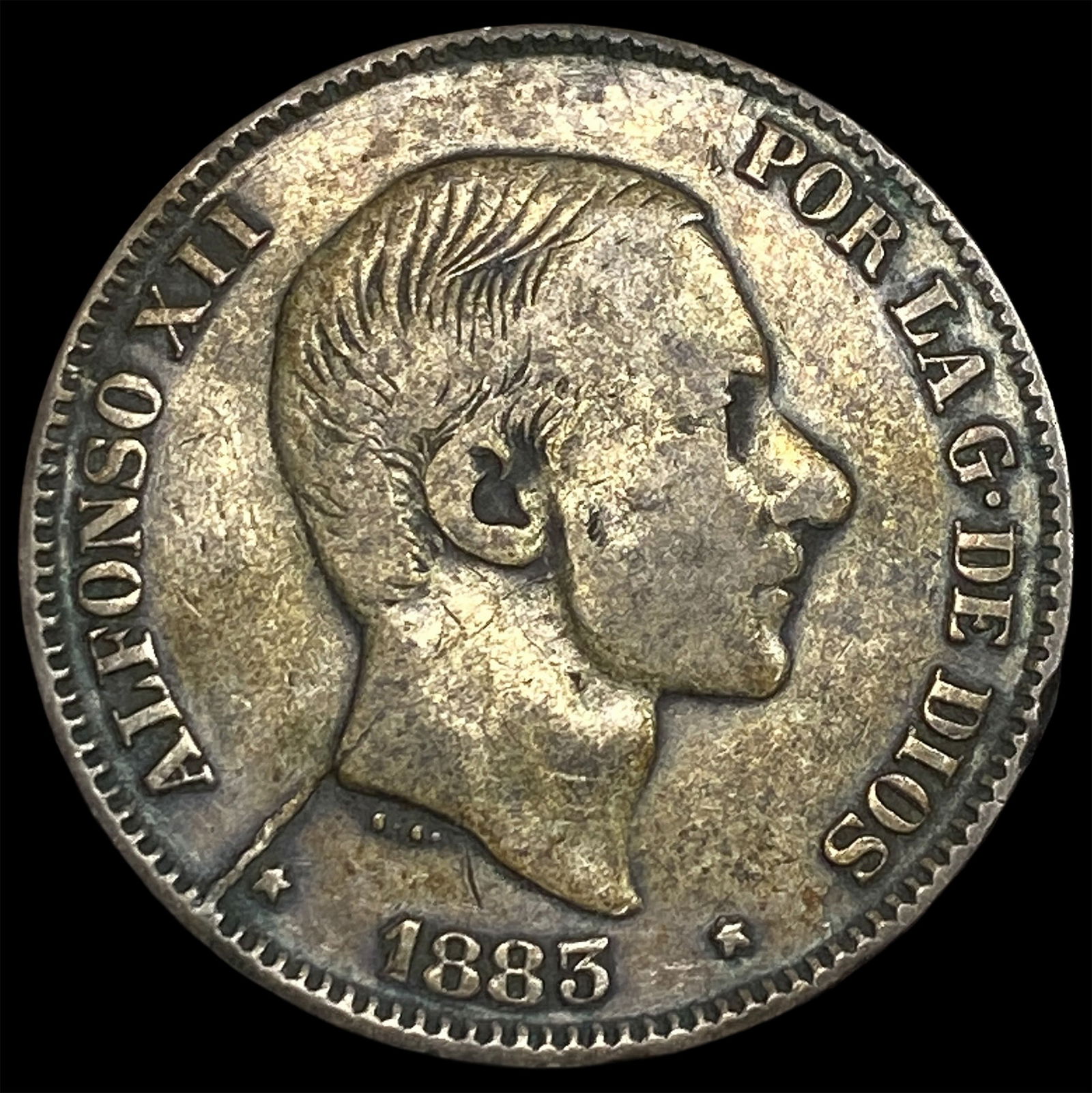 1883 Spanish Philippines Silver 50 Centavos NEARLY UNCIRCULATED: 1883 Spanish Philippines Silver 50 Centavos NEARLY UNCIRCULATED
