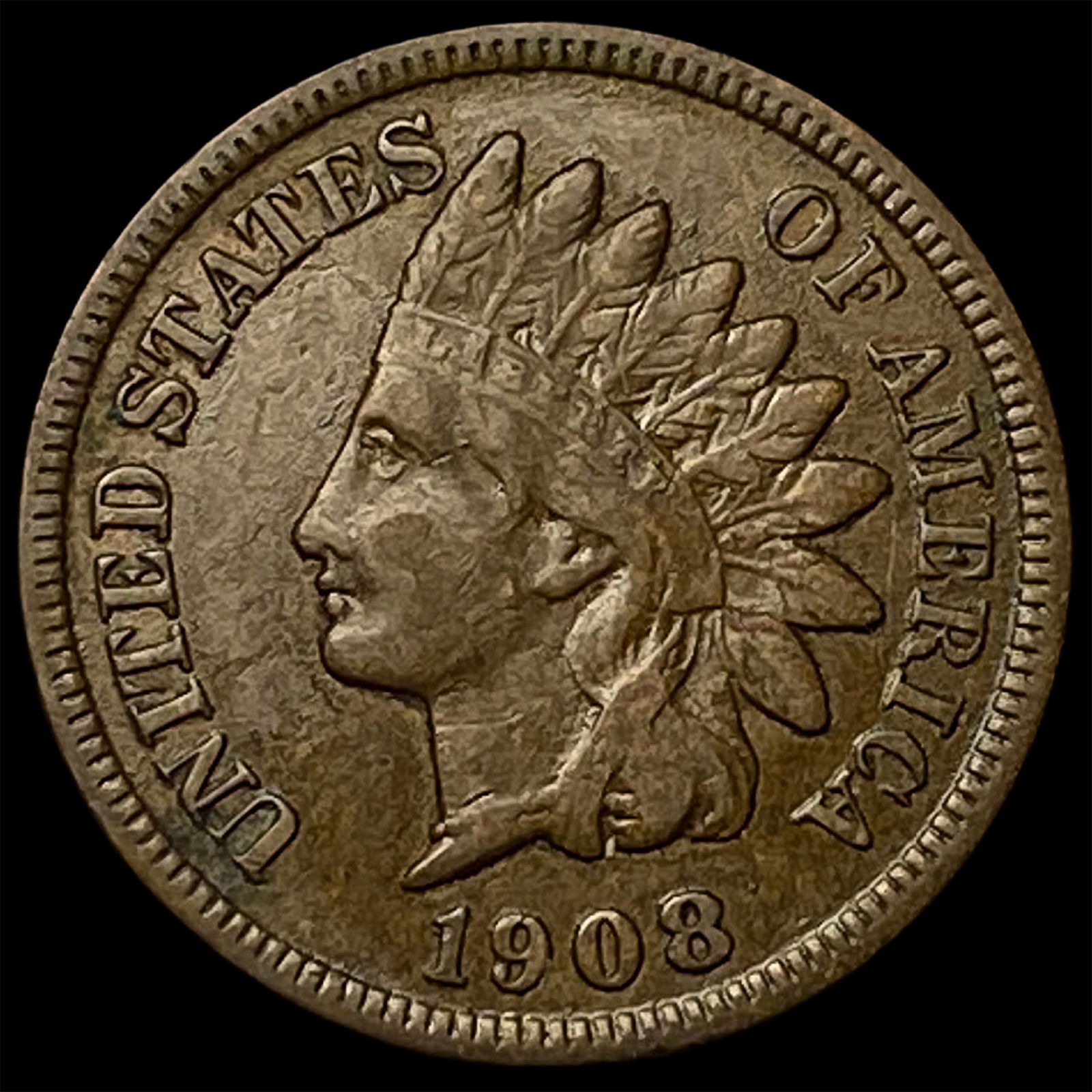 1908-S Indian Head Cent CLOSELY UNCIRCULATED (1 of 2)