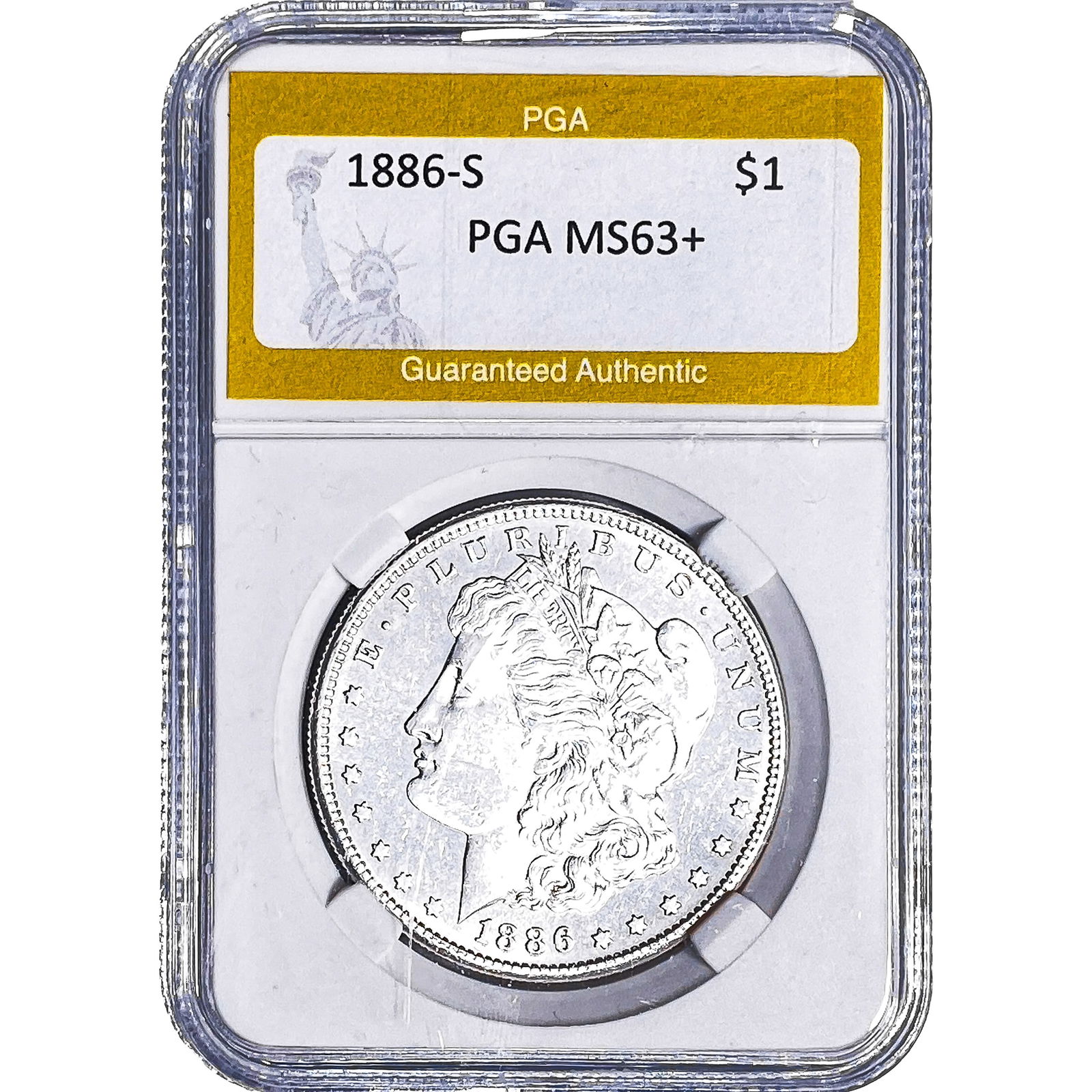 1886-S Morgan Silver Dollar PGA MS63+: 1886-S Morgan Silver Dollar PGA MS63+