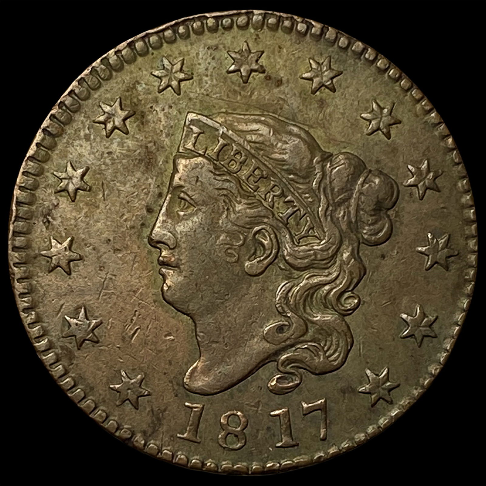 1817 Coronet Head Large Cent CLOSELY UNCIRCULATED: 1817 Coronet Head Large Cent CLOSELY UNCIRCULATED