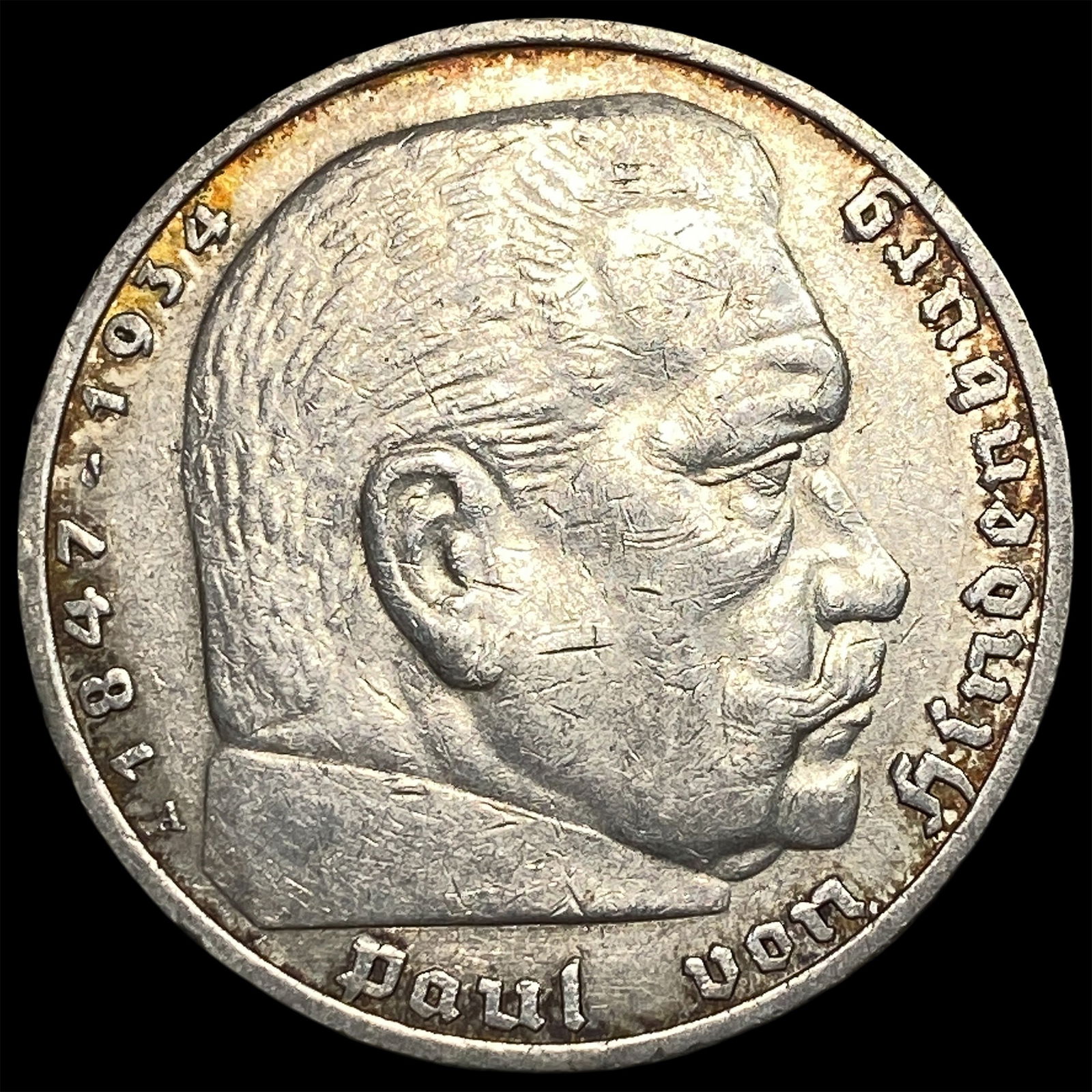 1936-A Germany Silver 5 Mark CLOSELY UNCIRCULATED: 1936-A Germany Silver 5 Mark CLOSELY UNCIRCULATED