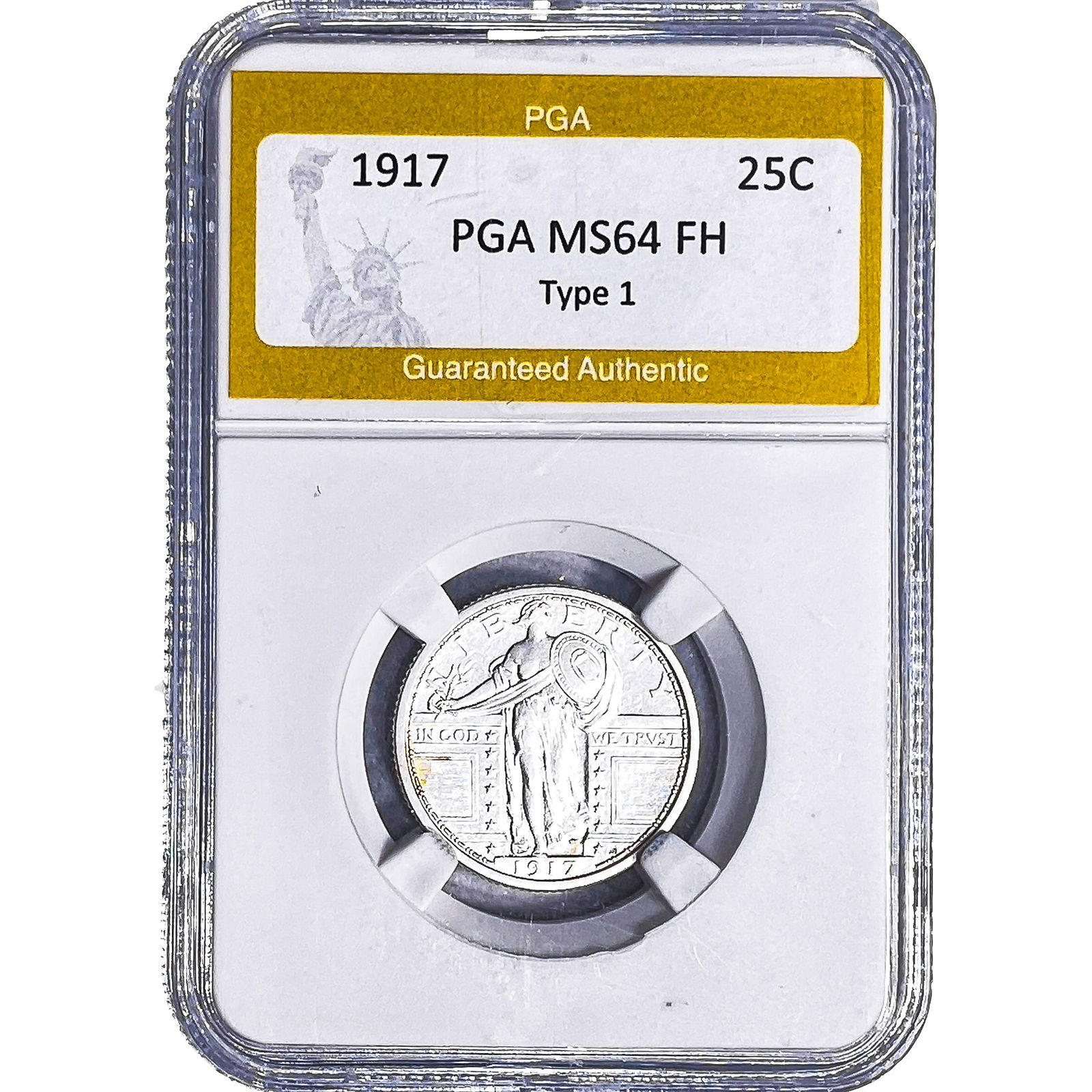 1917 Standing Liberty Quarter PGA MS64 FH Type 1: 1917 Standing Liberty Quarter PGA MS64 FH Type 1