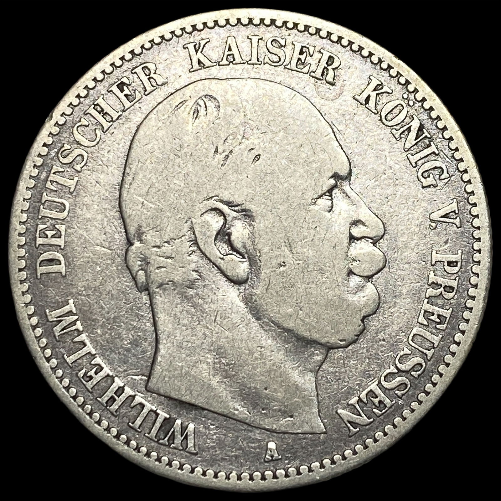 1877-A Prussia Silver 2 Mark NEARLY UNCIRCULATED: 1877-A Prussia Silver 2 Mark NEARLY UNCIRCULATED