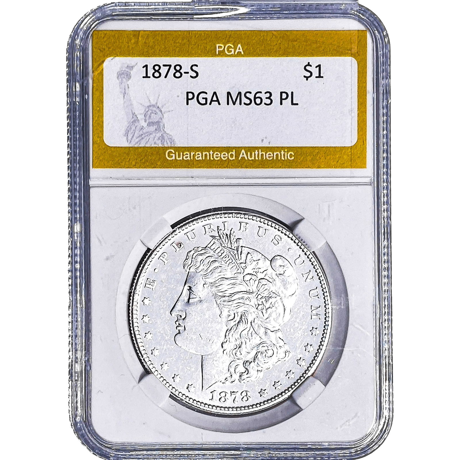 1878-S Morgan Silver Dollar PGA MS63 PL: 1878-S Morgan Silver Dollar PGA MS63 PL