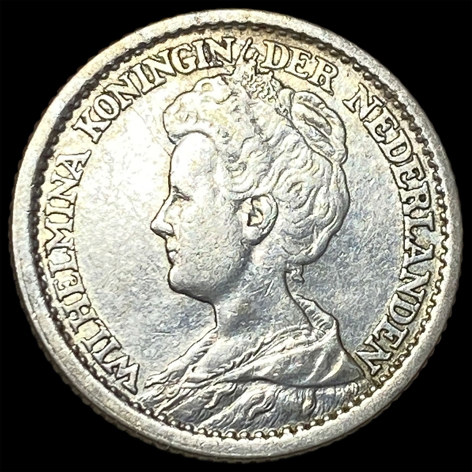 1917 Netherlands SIlver 25 Cents CLOSELY UNCIRCULATED: 1917 Netherlands SIlver 25 Cents CLOSELY UNCIRCULATED