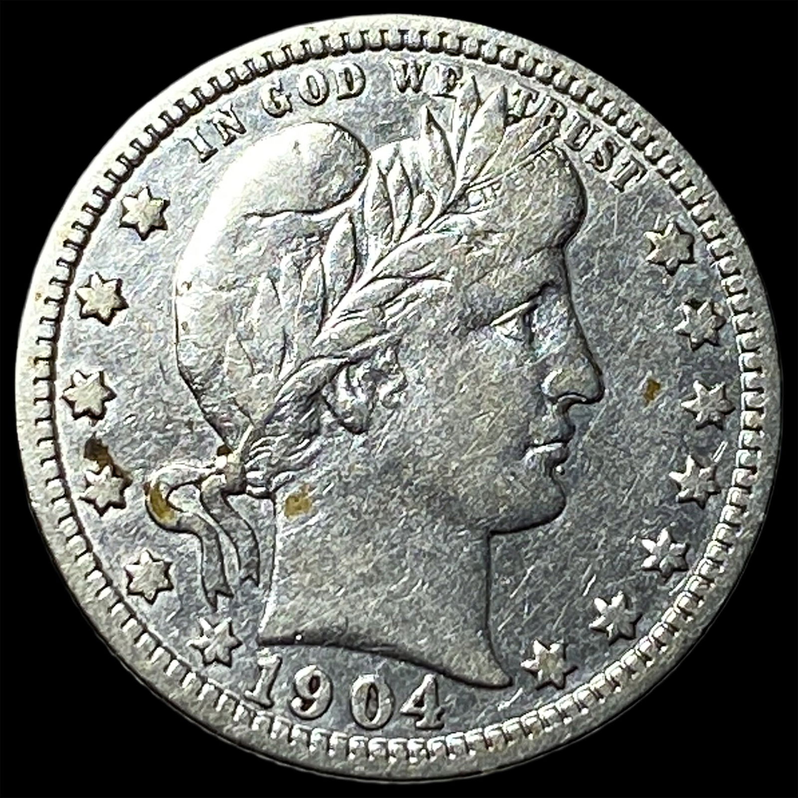 1904 Silver Barber Quarter LIGHTLY CIRCULATED: 1904 Silver Barber Quarter LIGHTLY CIRCULATED