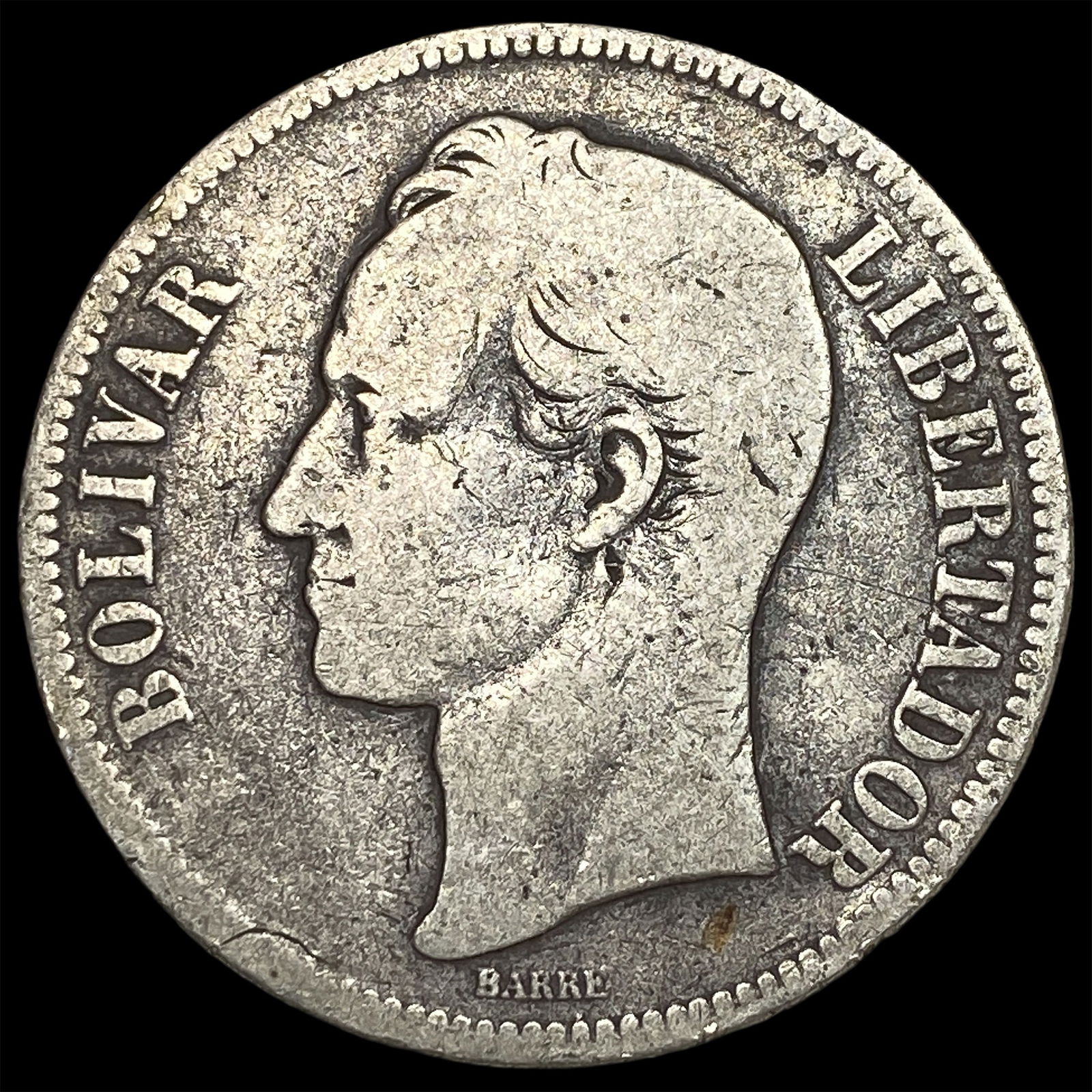 1888 Venezuela Silver 5 Bolivares ABOUT UNCIRCULATED: 1888 Venezuela Silver 5 Bolivares ABOUT UNCIRCULATED