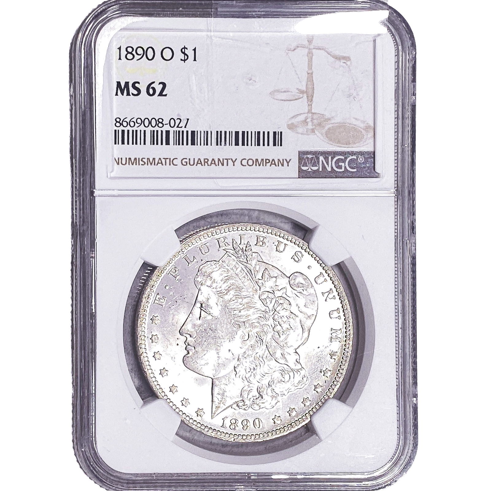 1890-O Morgan Silver Dollar NGC MS62: 1890-O Morgan Silver Dollar NGC MS62