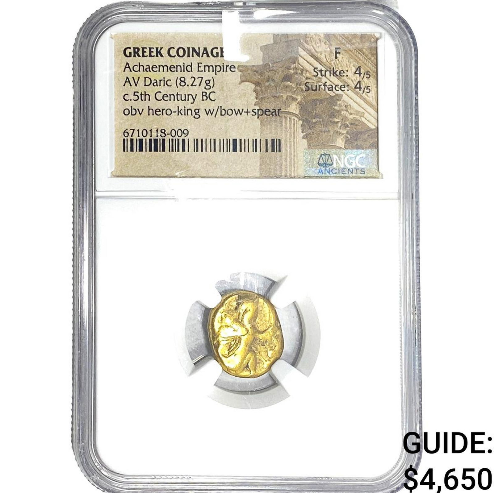 Achaemenid Empire 5th Century BC Gold Daric NGC F: Achaemenid Empire 5th Century BC Gold Daric NGC F