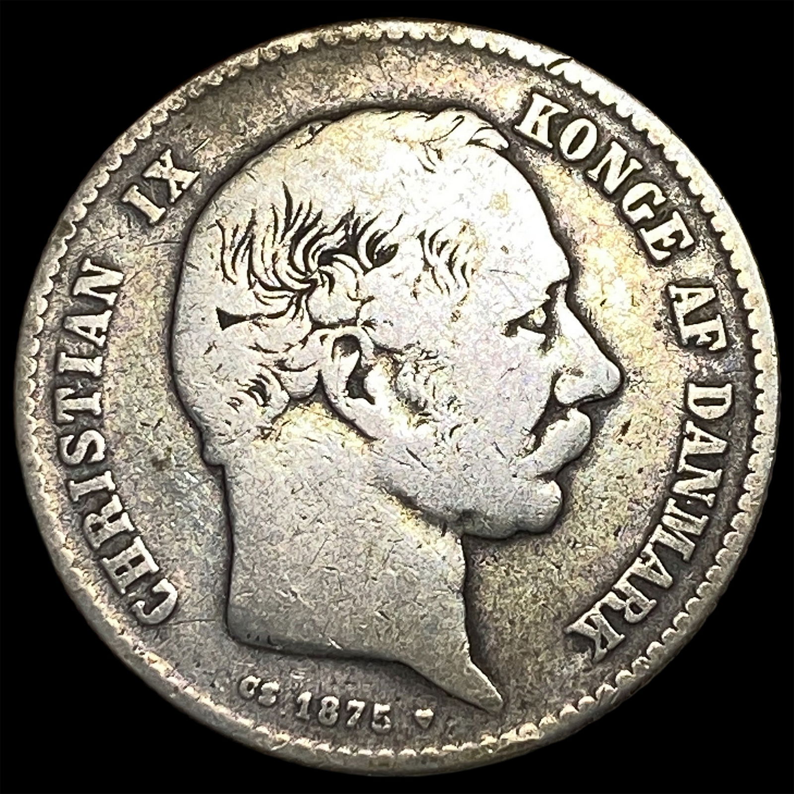 1875 Denmark Silver Krone ABOUT UNCIRCULATED