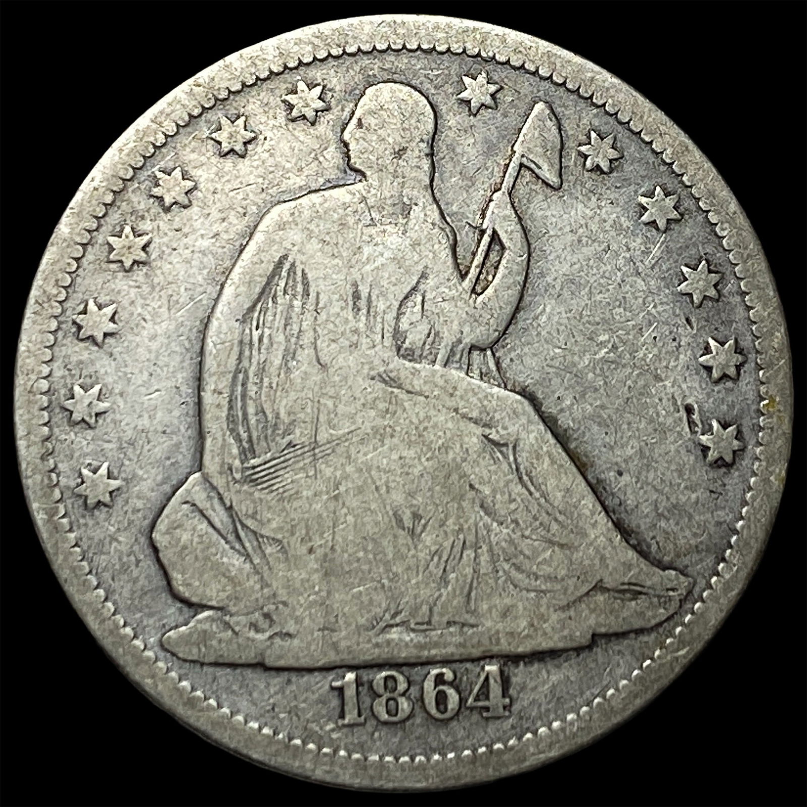 1864-S Silver Half Dollar LIGHTLY CIRCULATED: 1864-S Silver Half Dollar LIGHTLY CIRCULATED