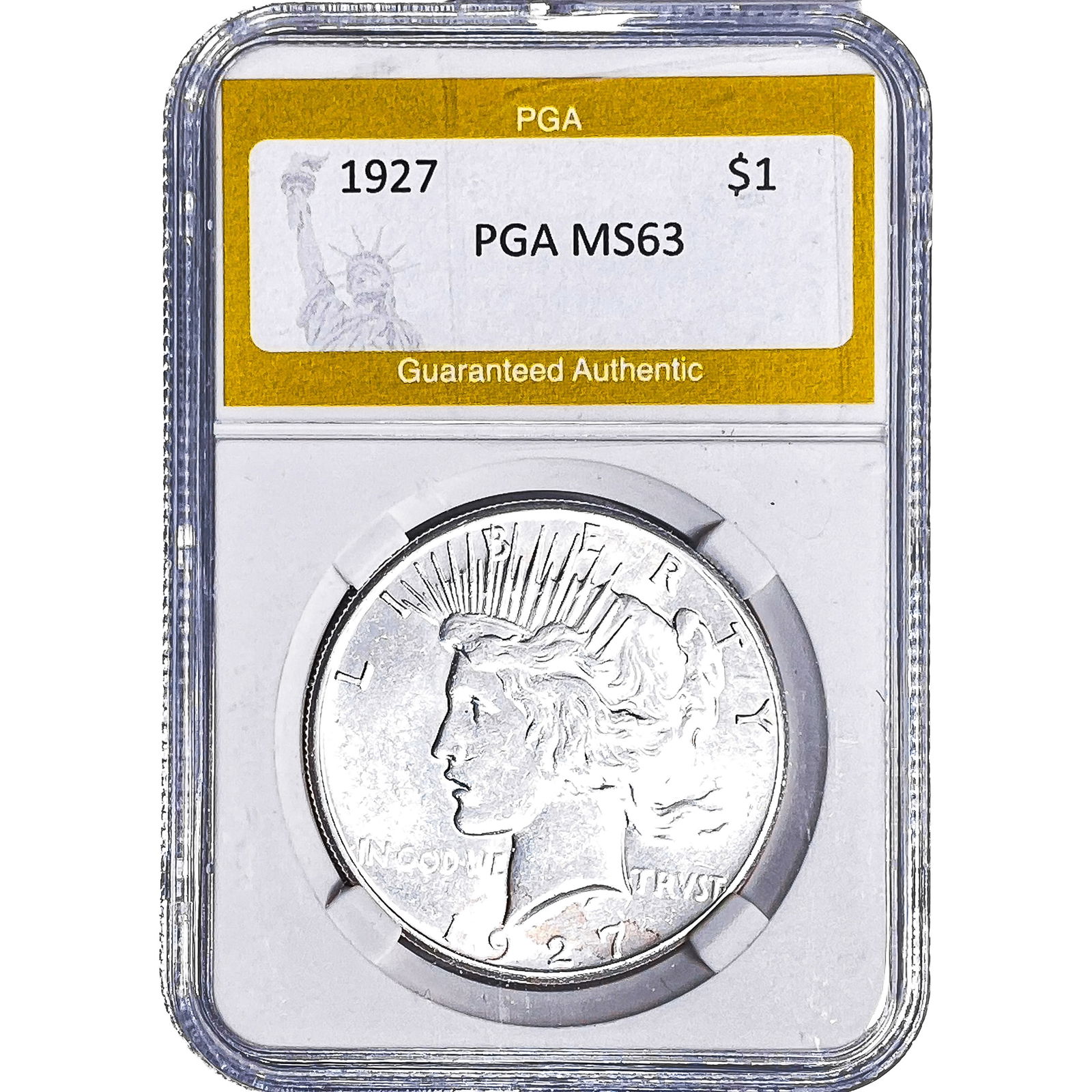 1927 Silver Peace Dollar PGA MS63: 1927 Silver Peace Dollar PGA MS63