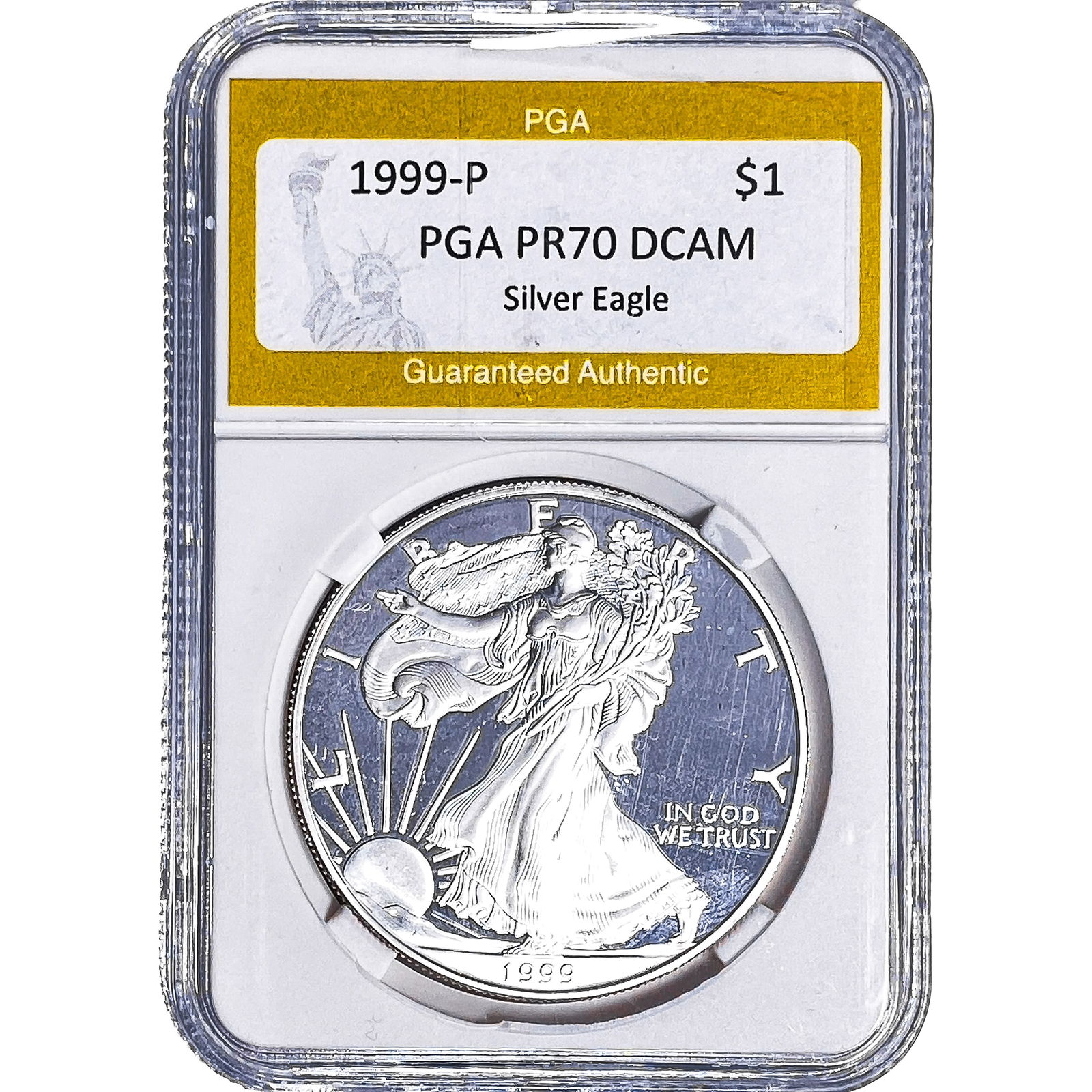 1999-P Silver Eagle PGA PR70 DCAM: 1999-P Silver Eagle PGA PR70 DCAM