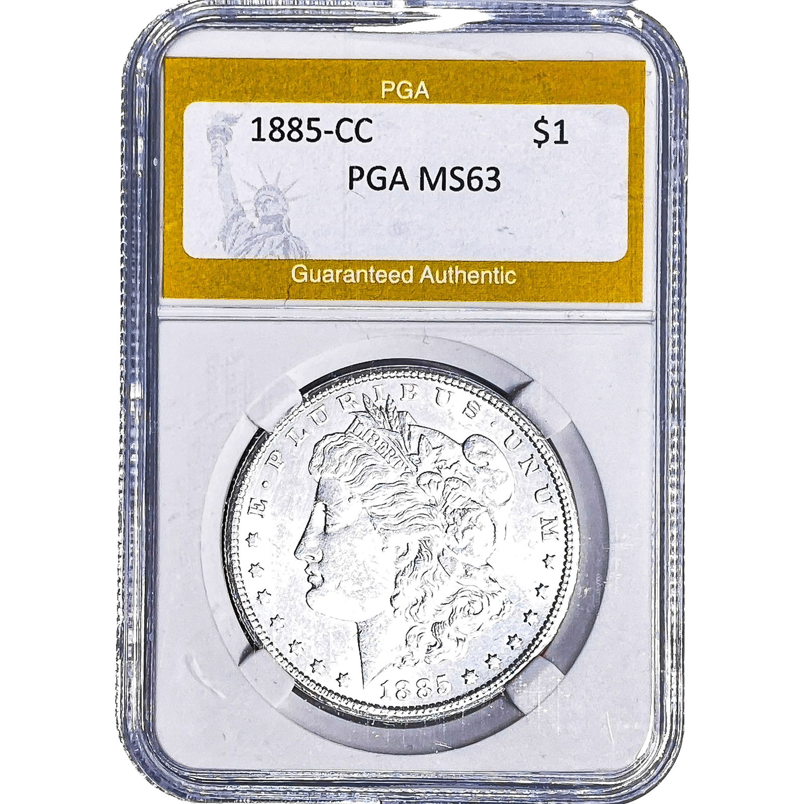 1885-CC Morgan Silver Dollar PGA MS63: 1885-CC Morgan Silver Dollar PGA MS63