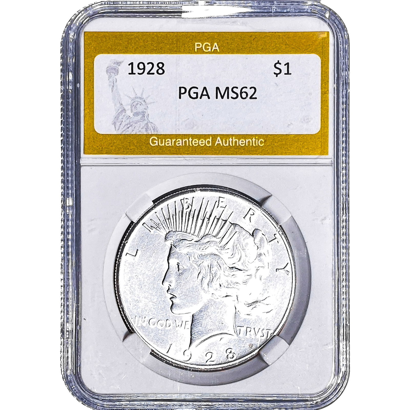 1928 Silver Peace Dollar PGA MS62: 1928 Silver Peace Dollar PGA MS62