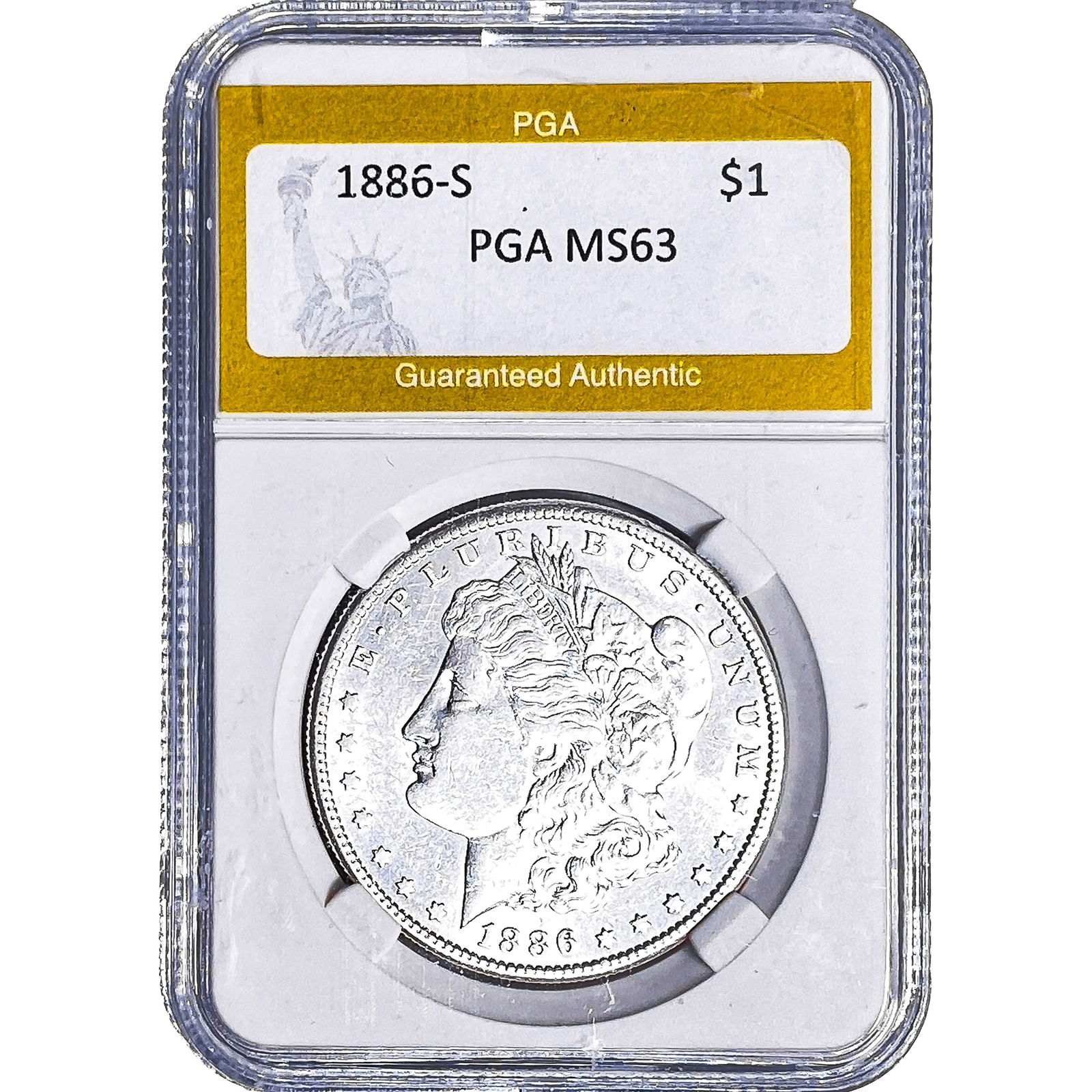 1886-S Morgan Silver Dollar PGA MS63: 1886-S Morgan Silver Dollar PGA MS63