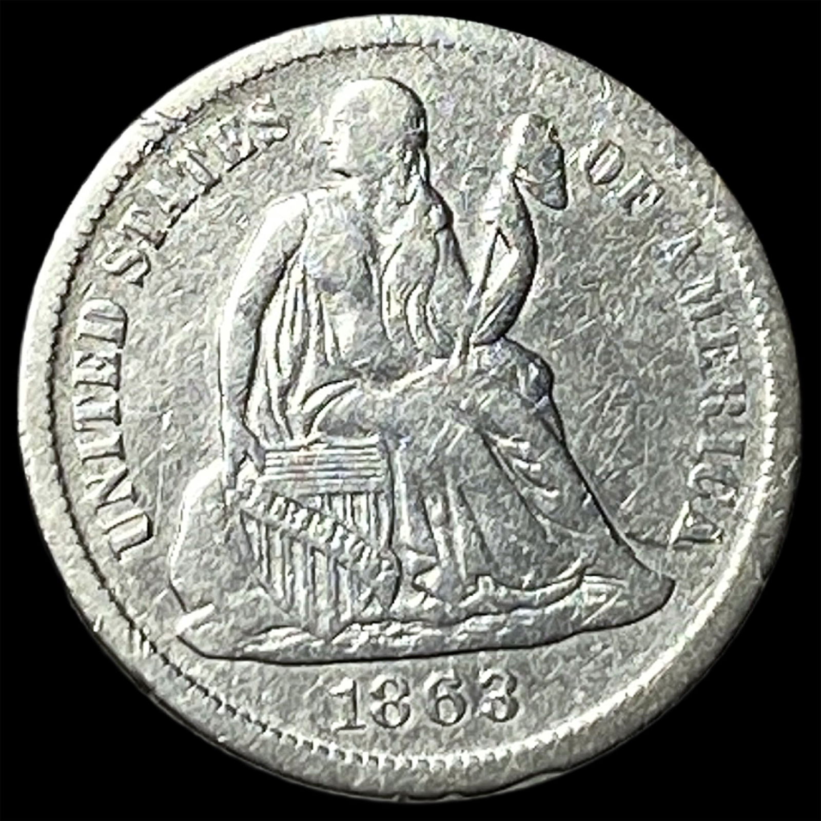 1863-S Silver Seated Liberty Dime LIGHTLY CIRCULATED (1 of 2)