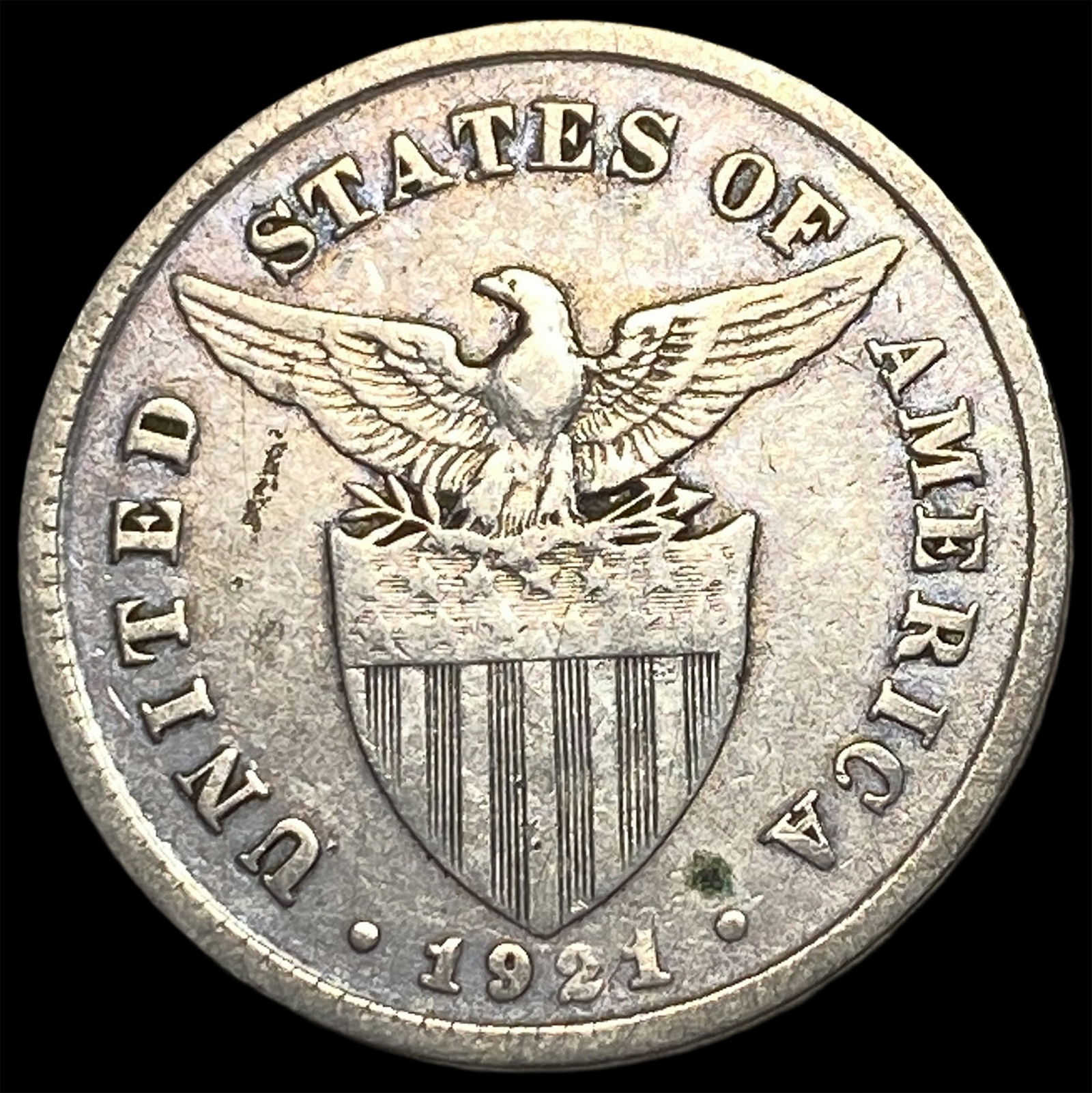 1921 U.S. Philippines Silver 20 Centavos NEARLY UNCIRCULATED: 1921 U.S. Philippines Silver 20 Centavos NEARLY UNCIRCULATED