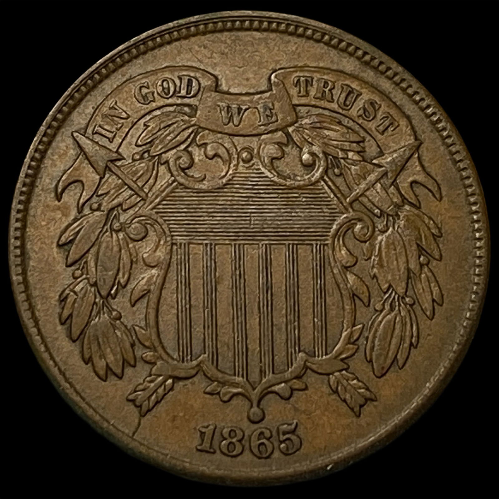 1865 Bronze Two-Cent Piece CHOICE AU (1 of 2)