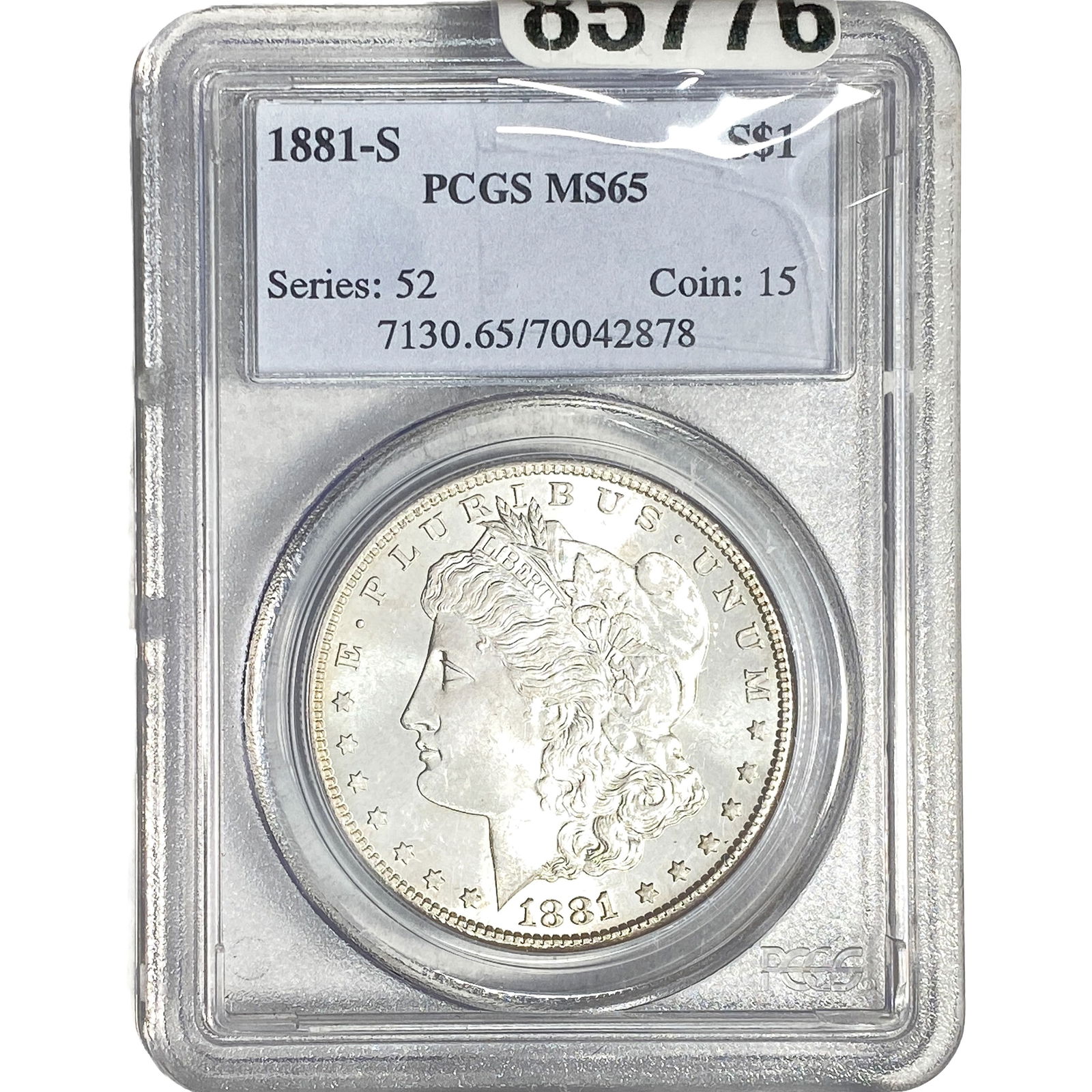 1881-S Morgan Silver Dollar PCGS MS65: 1881-S Morgan Silver Dollar PCGS MS65