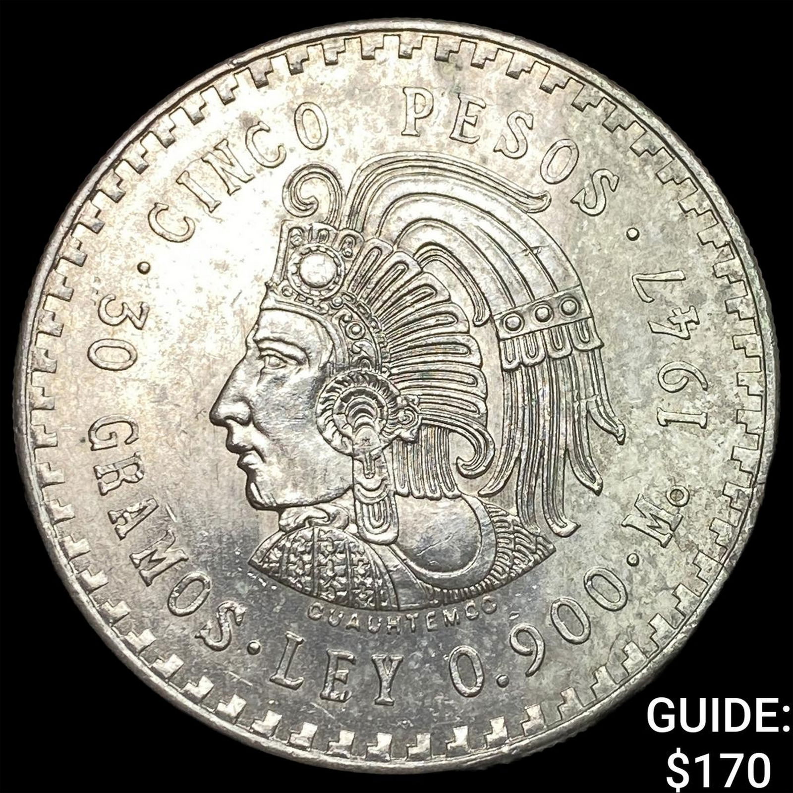 1947 Mexico Silver 5 Pesos CLOSELY UNCIRCULATED (1 of 2)