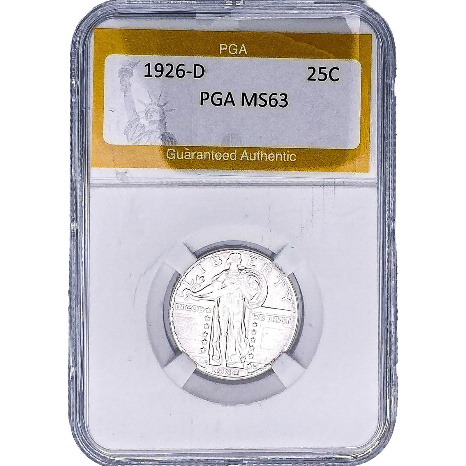 1926-D Standing Liberty Quarter PGA MS63: 1926-D Standing Liberty Quarter PGA MS63