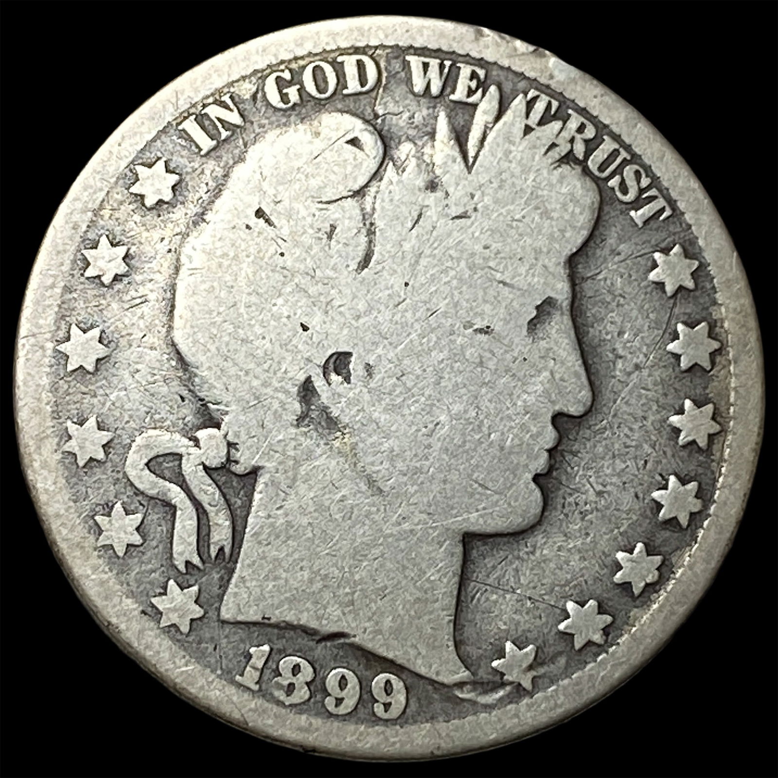 1899-O Silver Barber Half Dollar NICELY CIRCULATED: 1899-O Silver Barber Half Dollar NICELY CIRCULATED