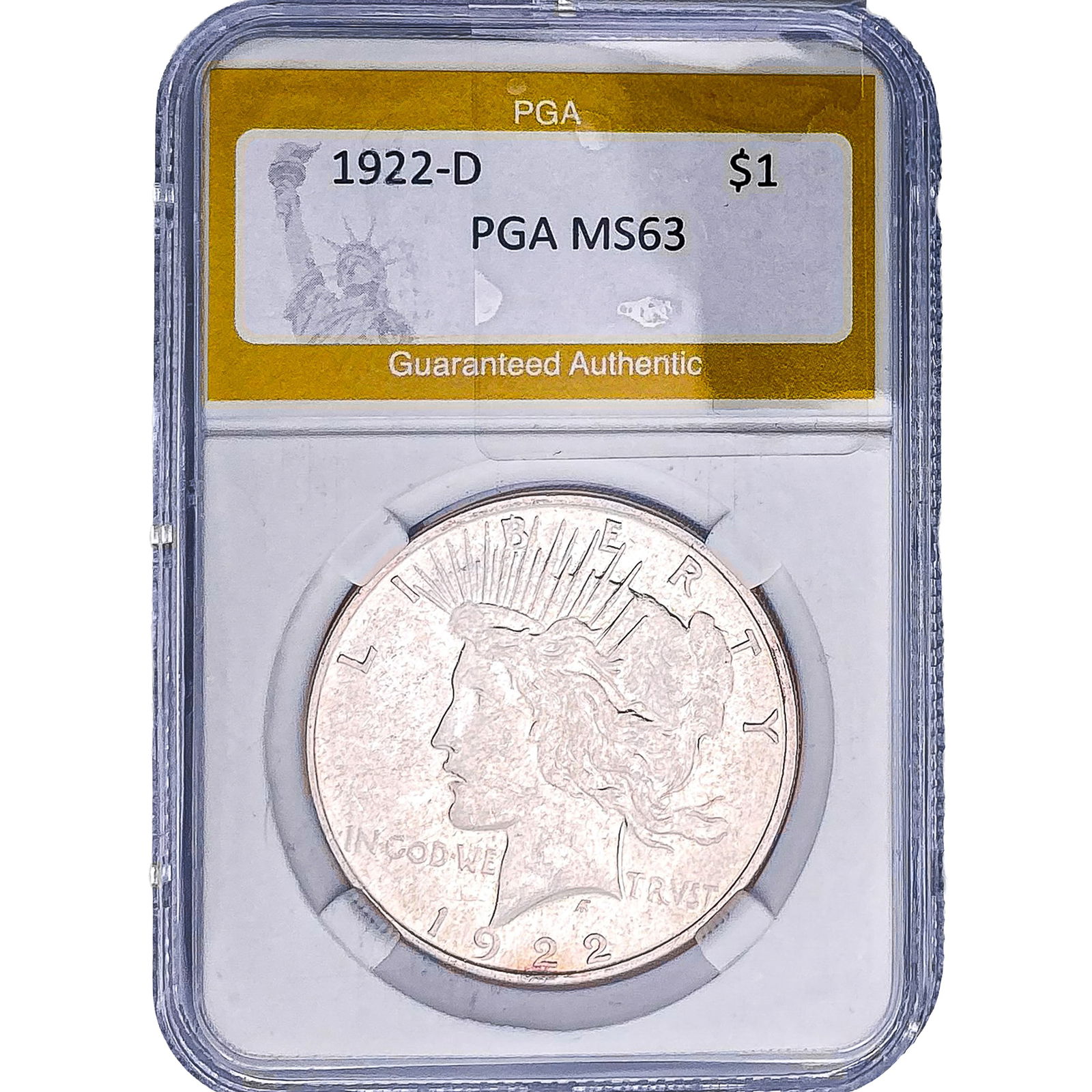 1922-D Silver Peace Dollar PGA MS63: 1922-D Silver Peace Dollar PGA MS63