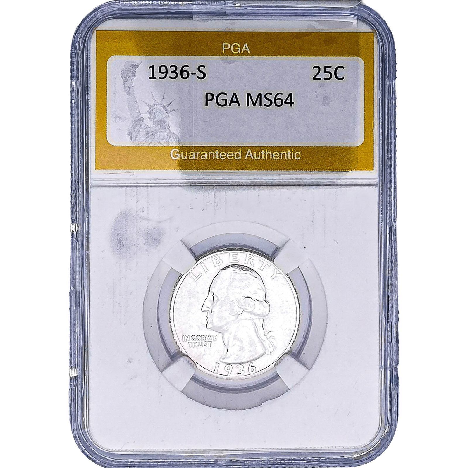 1936-S Washington Silver Quarter PGA MS64: 1936-S Washington Silver Quarter PGA MS64
