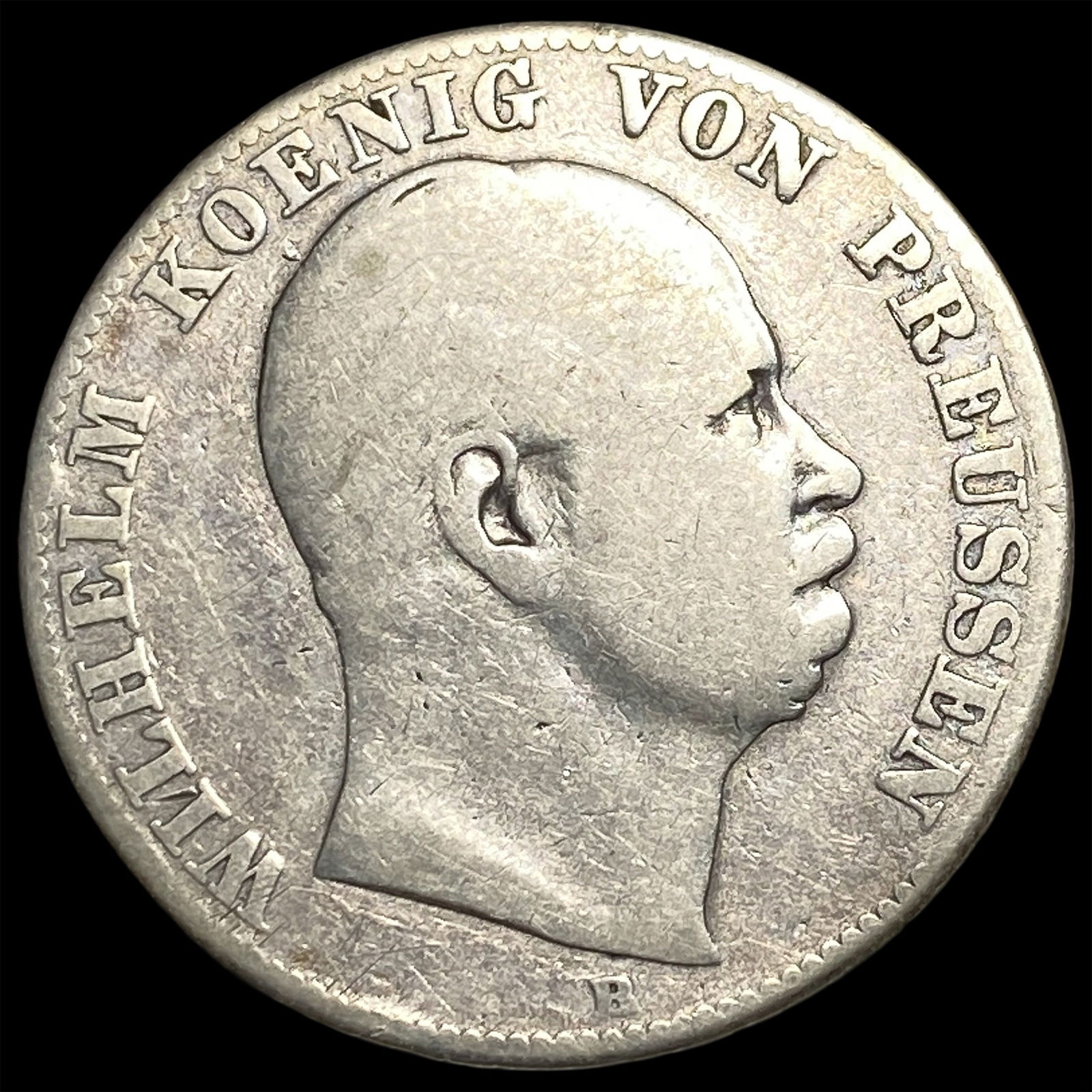 1867-B Prussia Silver Vereinsthaler ABOUT UNCIRCULATED: 1867-B Prussia Silver Vereinsthaler ABOUT UNCIRCULATED