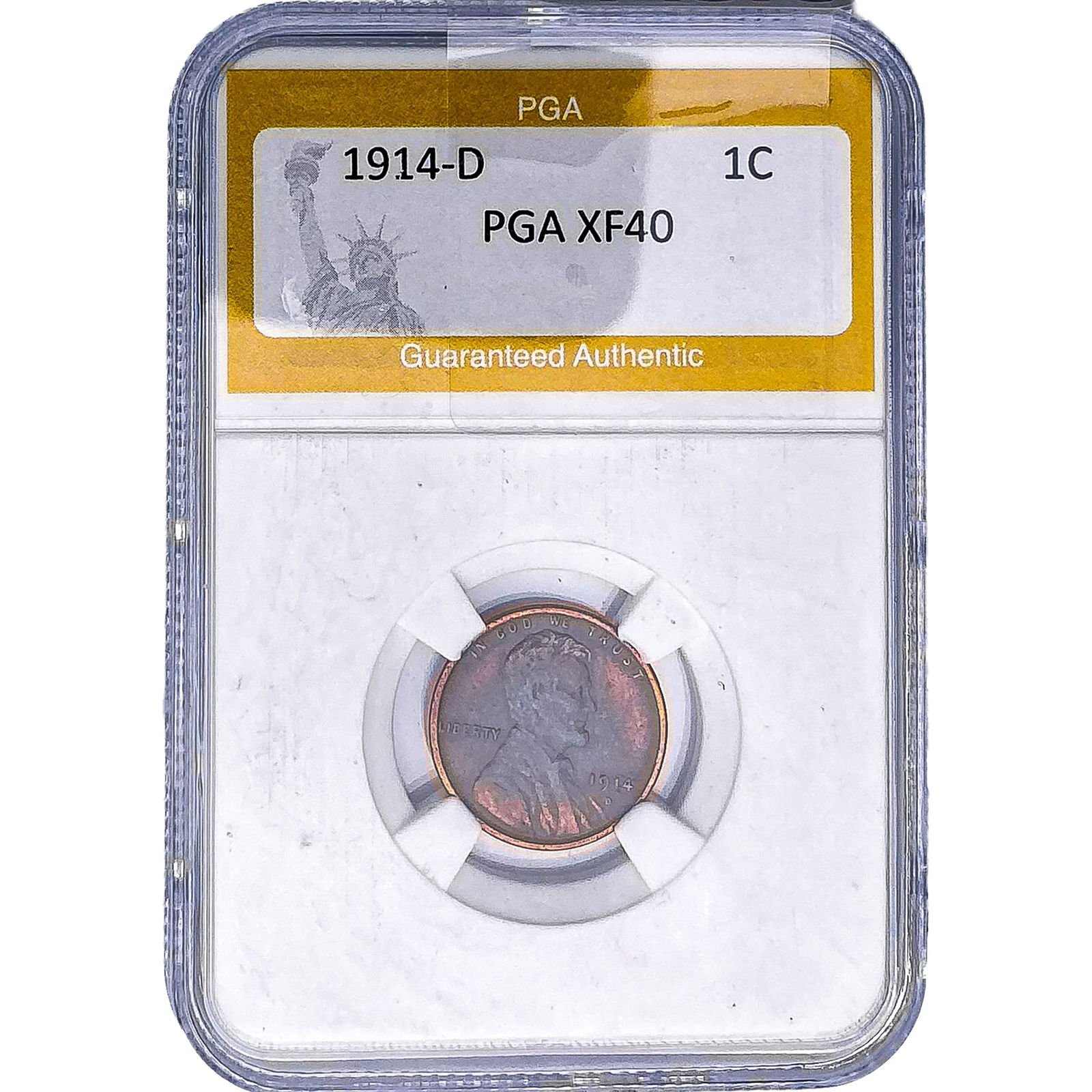 1914-D Wheat Cent PGA XF40: 1914-D Wheat Cent PGA XF40