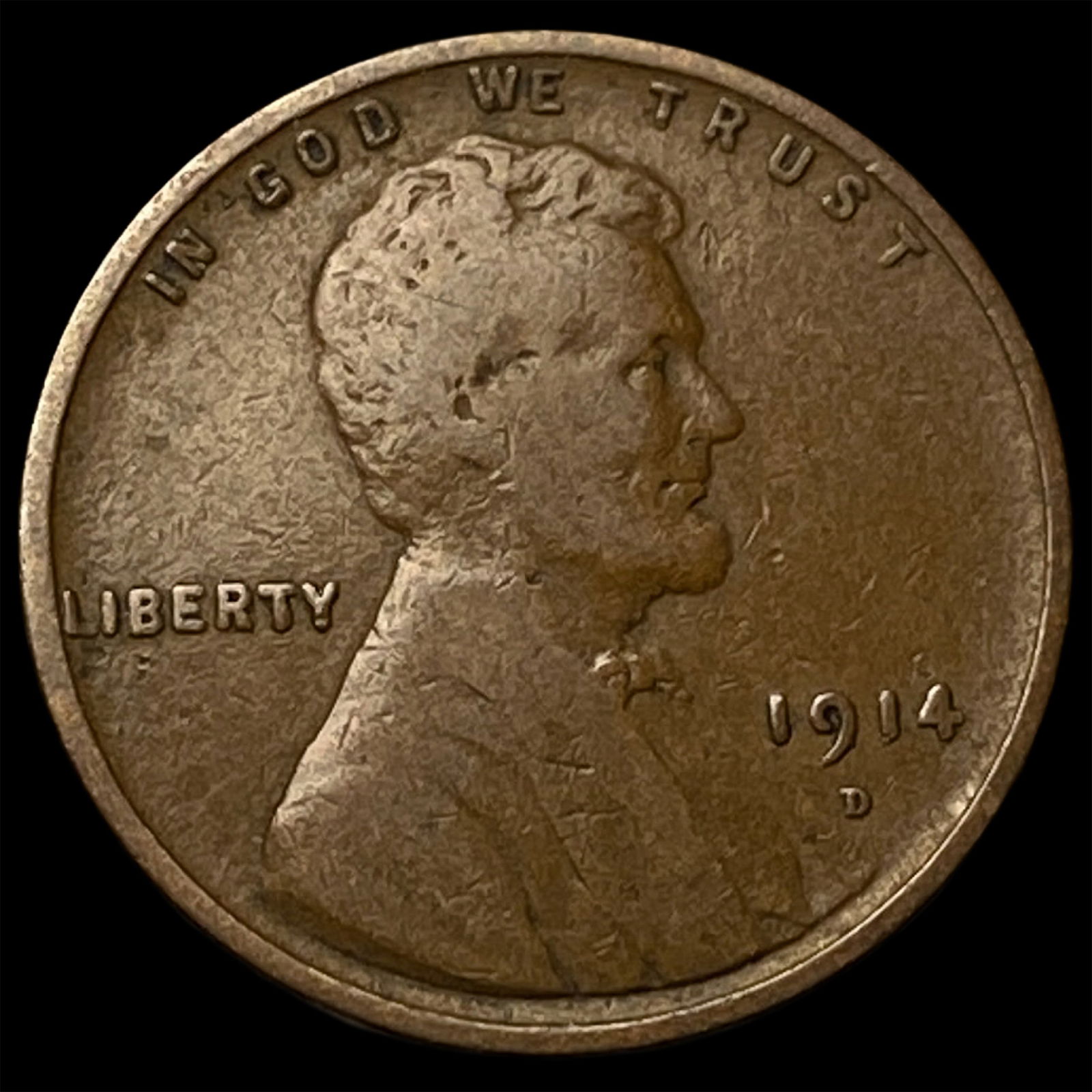1914-D Lincoln Wheat Cent ABOUT UNCIRCULATED: 1914-D Lincoln Wheat Cent ABOUT UNCIRCULATED