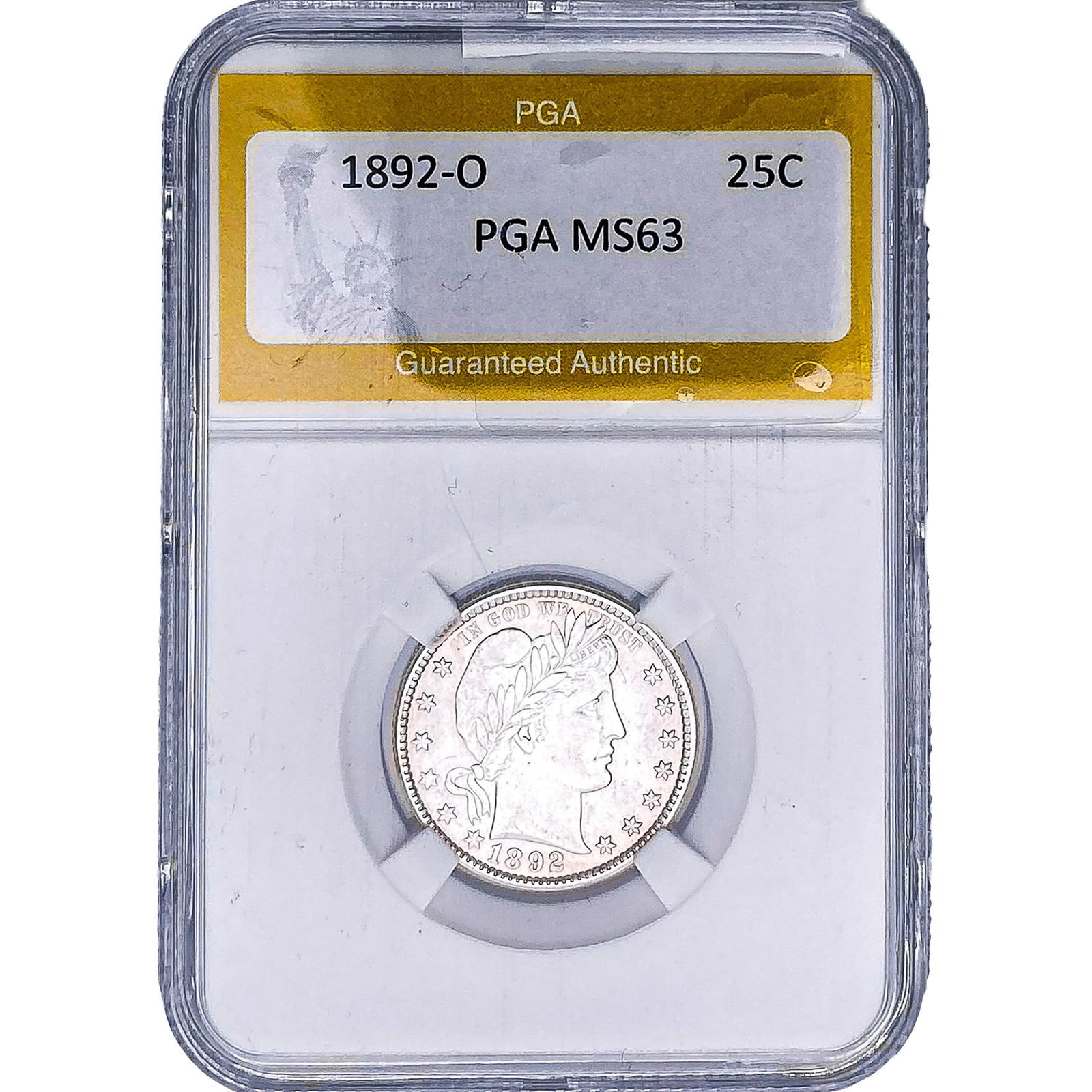 1892-O Barber Quarter PGA MS63: 1892-O Barber Quarter PGA MS63