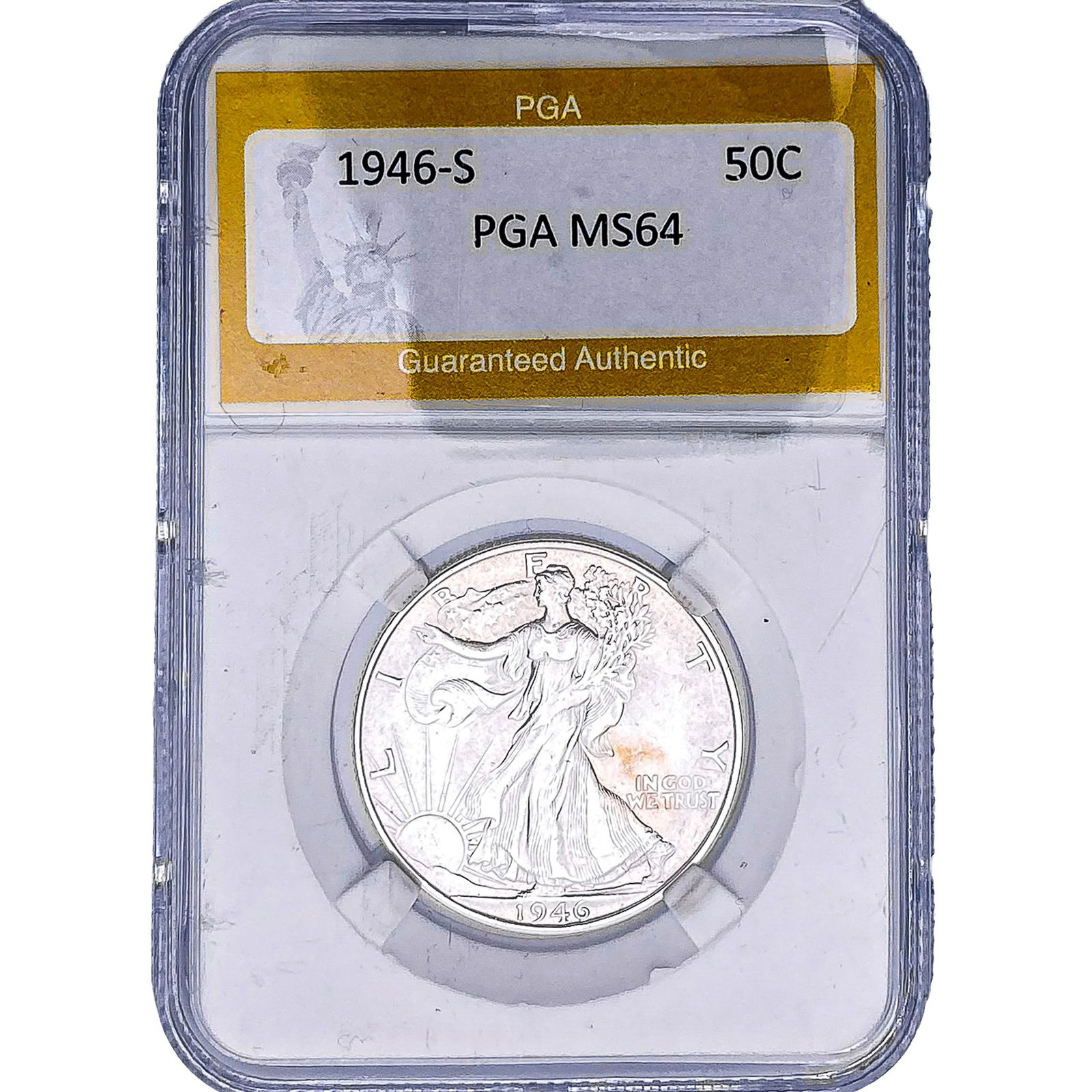 1946-S Walking Liberty Half Dollar PGA MS64: 1946-S Walking Liberty Half Dollar PGA MS64