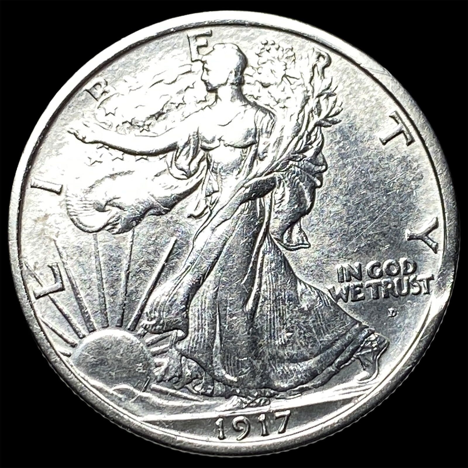 1917-D Silver Walking Liberty Half Dollar CHOICE AU: 1917-D Silver Walking Liberty Half Dollar CHOICE AU