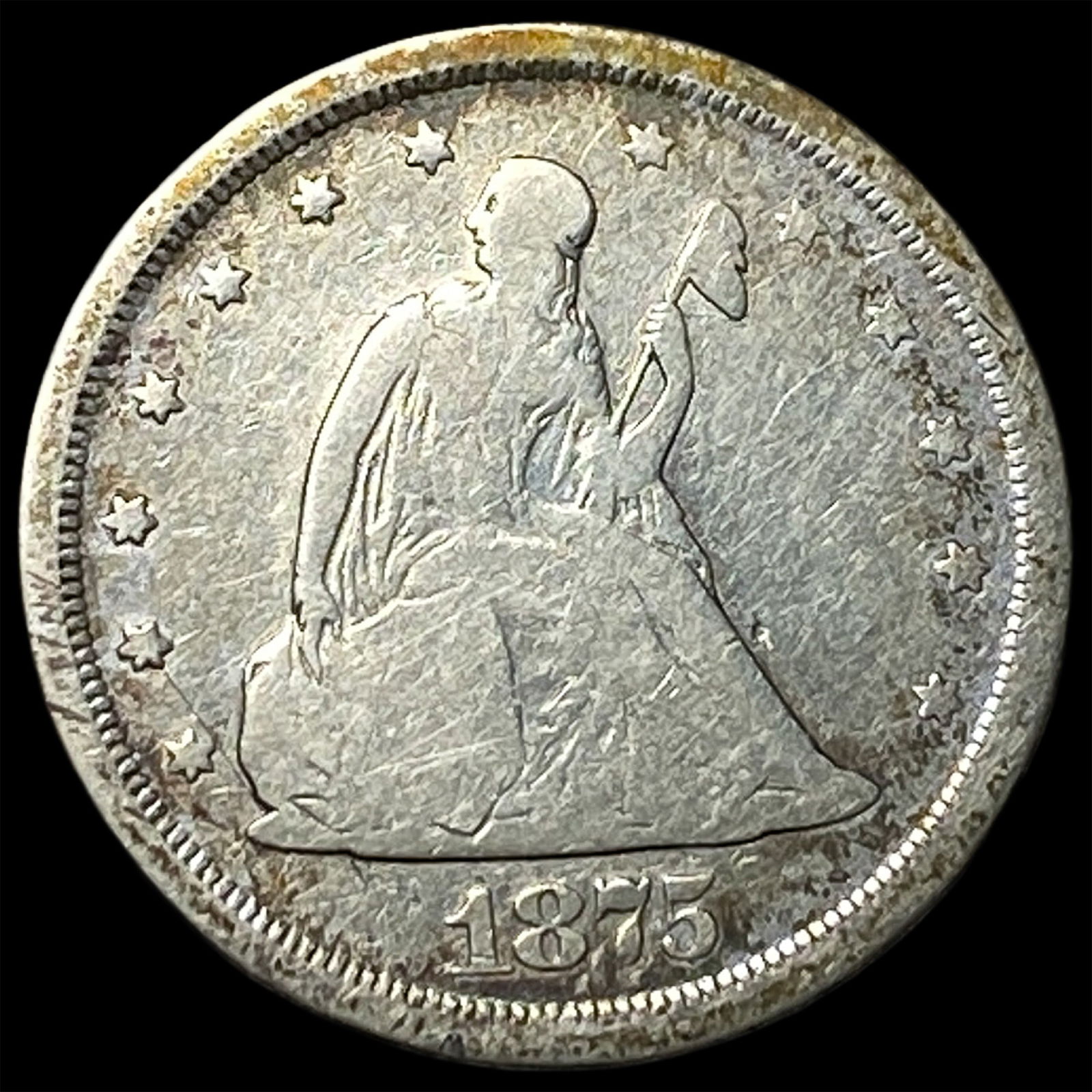 1875-S Silver Twenty Cents Piece LIGHTLY CIRCULATED: 1875-S Silver Twenty Cents Piece LIGHTLY CIRCULATED