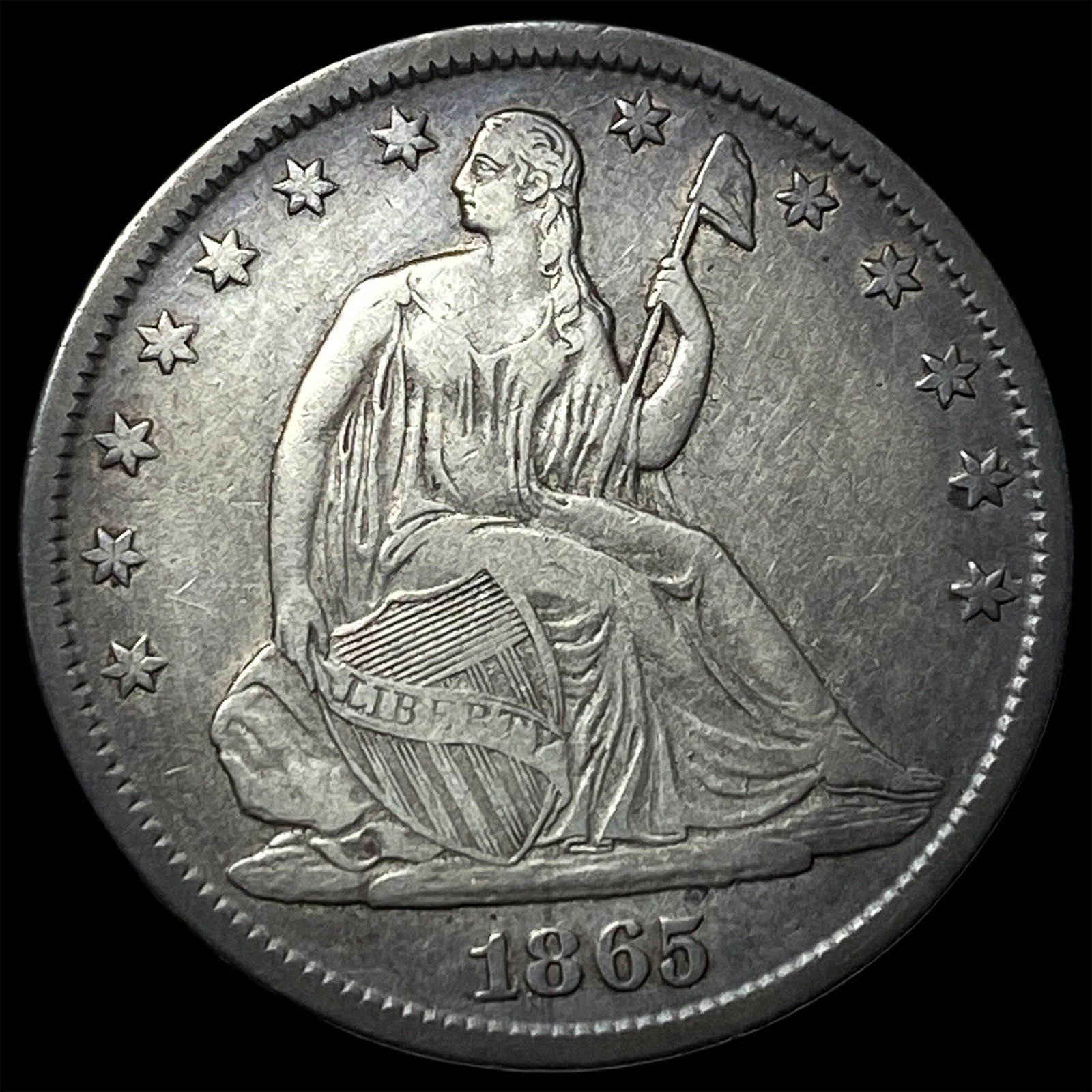 1865-S Silver Half Dollar CLOSELY UNCIRCULATED (1 of 2)