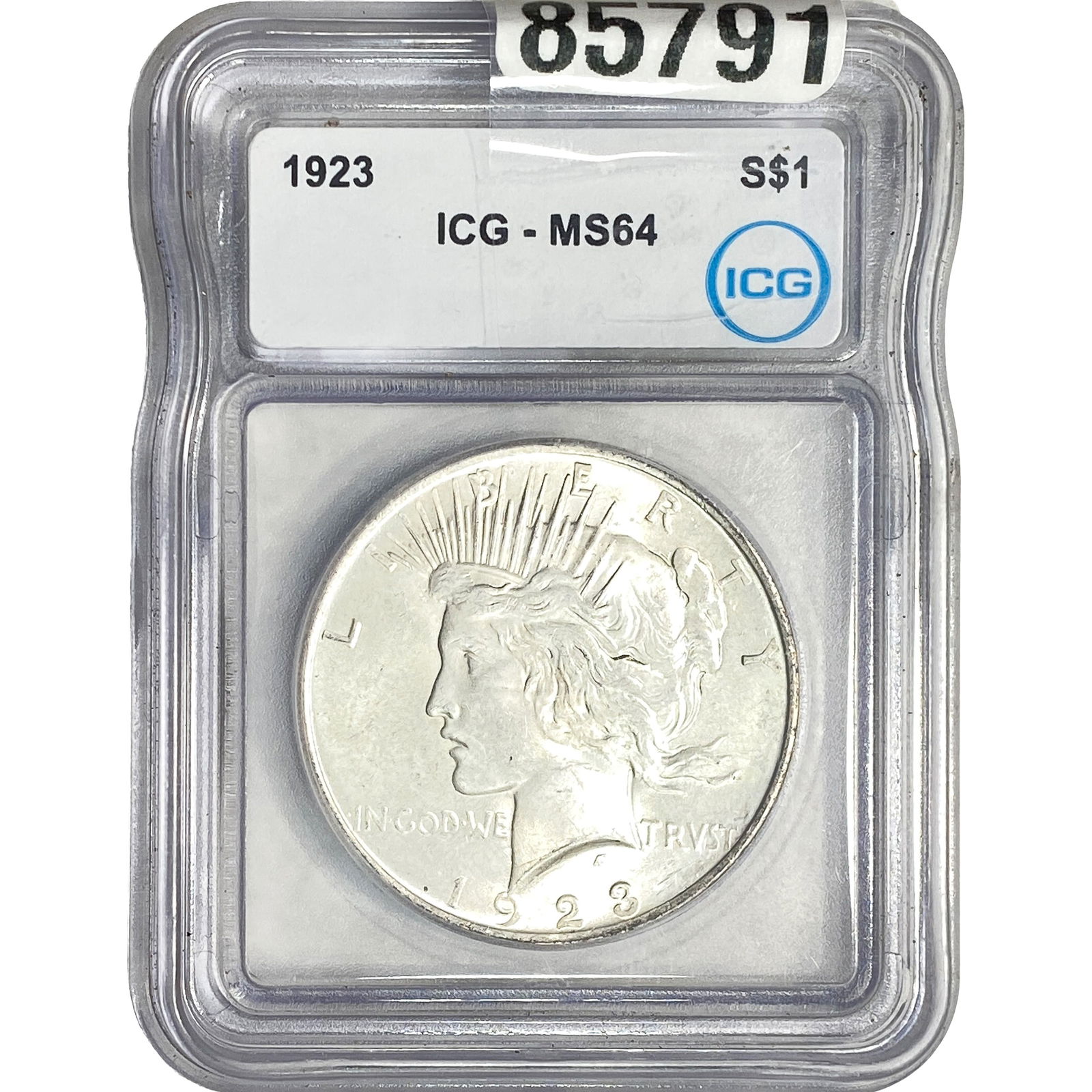 1923 Silver Peace Dollar ICG MS64: 1923 Silver Peace Dollar ICG MS64