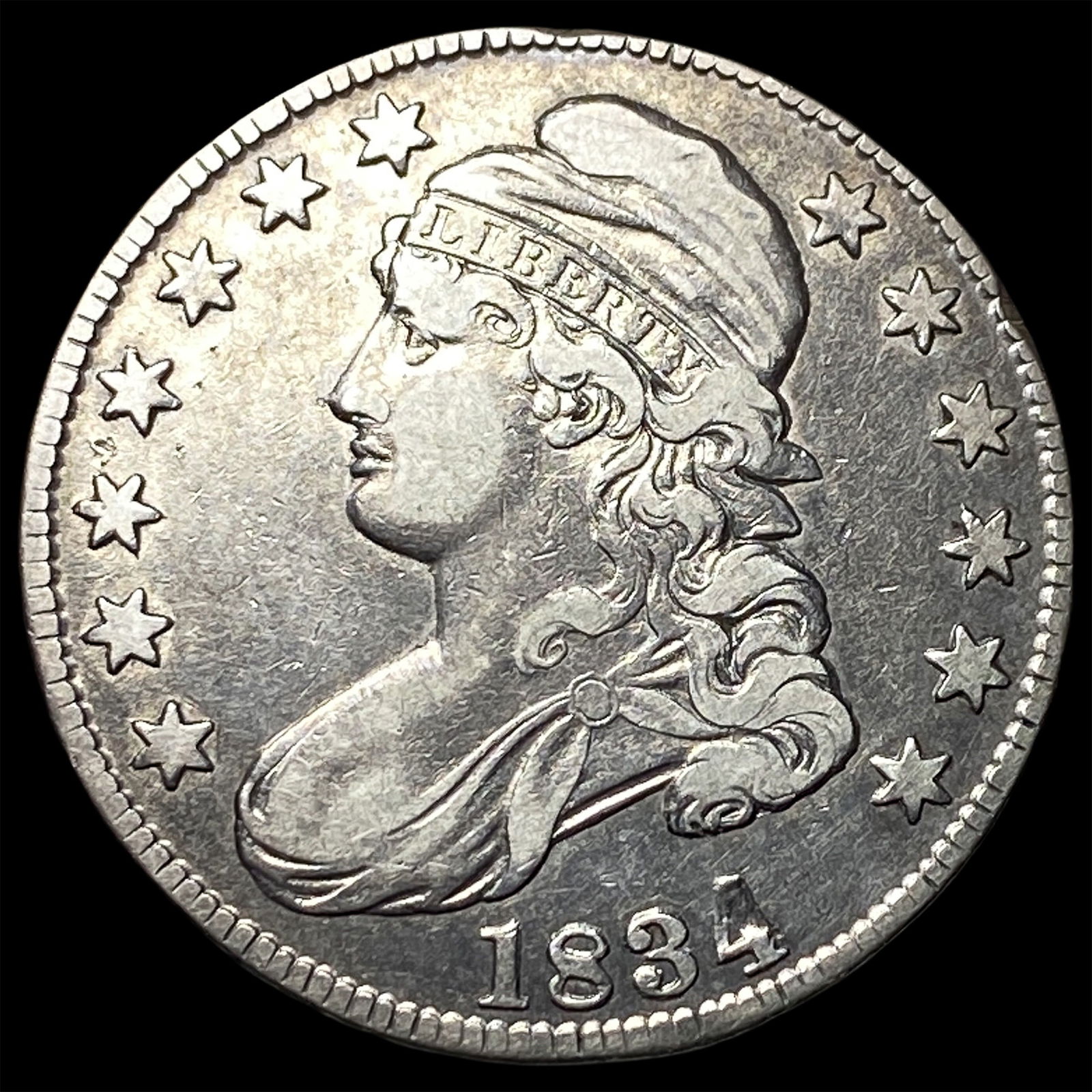1834 Capped Bust Half Dollar ABOUT UNCIRCULATED: 1834 Capped Bust Half Dollar ABOUT UNCIRCULATED