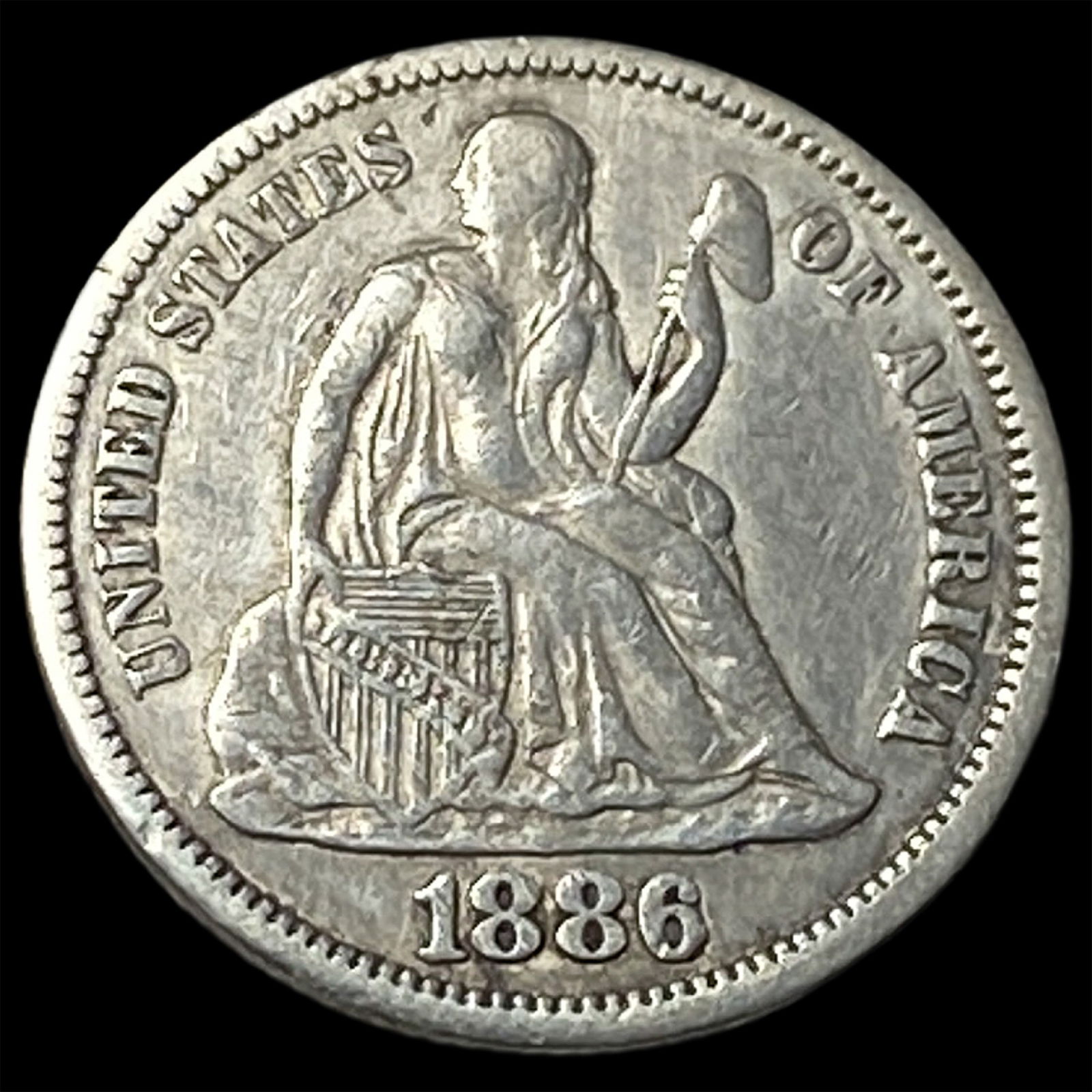 1886 Seated Liberty Dime NEARLY UNCIRCULATED: 1886 Seated Liberty Dime NEARLY UNCIRCULATED