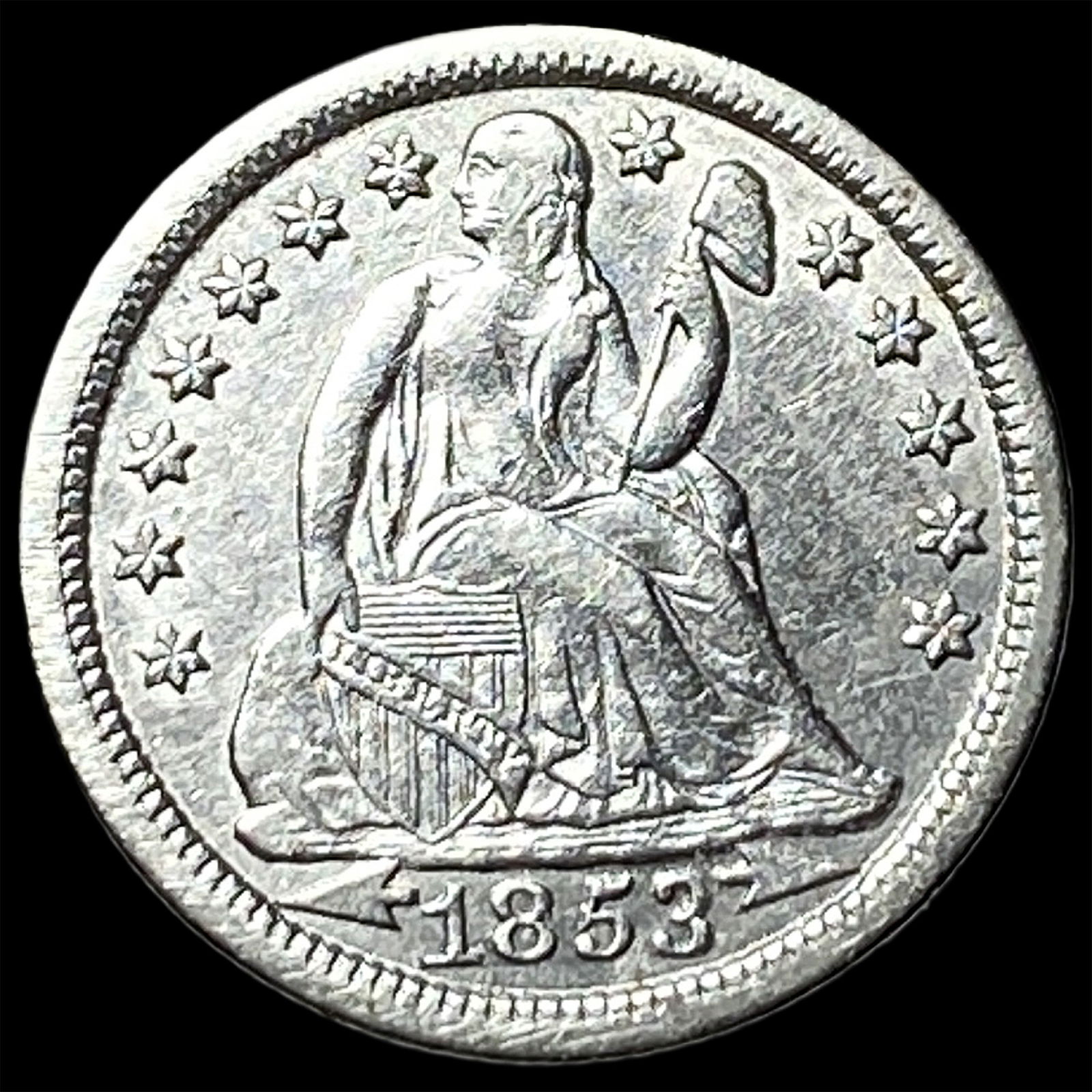 1853 Arrows Seated Liberty Dime UNCIRCULATED: 1853 Arrows Seated Liberty Dime UNCIRCULATED
