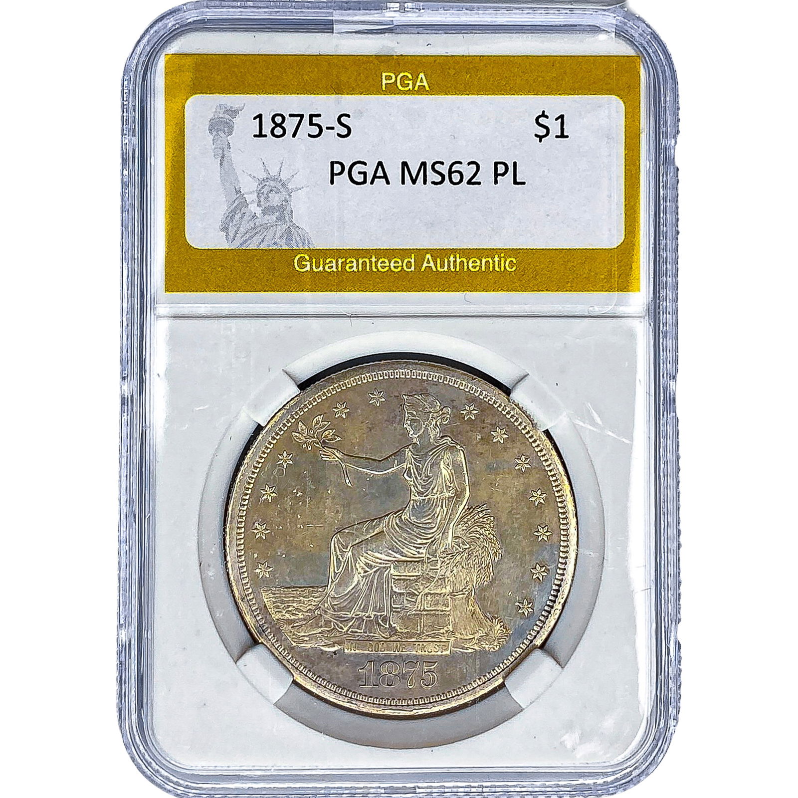 1875-S Silver Trade Dollar PGA MS62 PL (1 of 2)