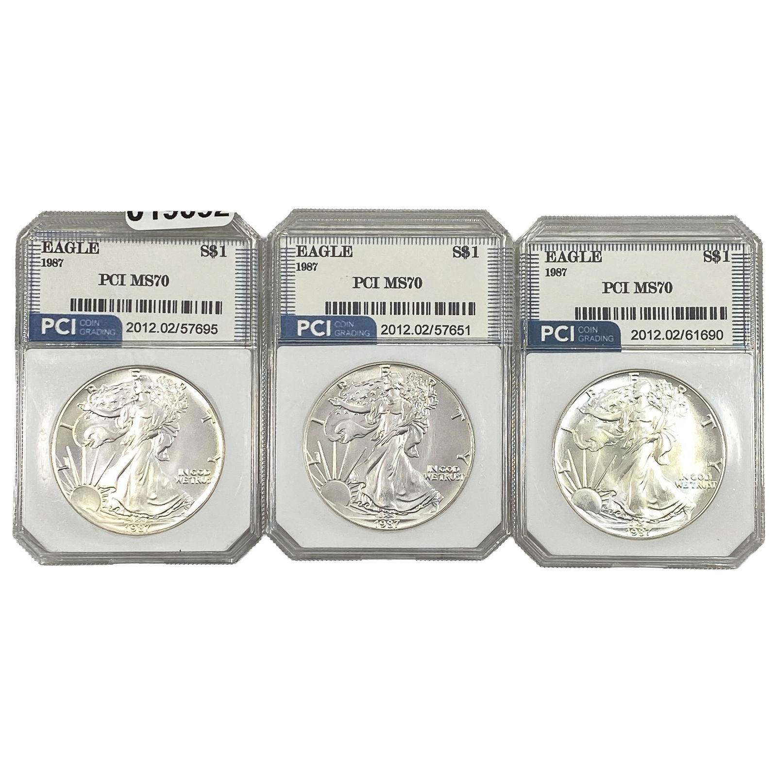 [3 Coins] 1987 Silver Eagle PCI MS70: [3 Coins] 1987 Silver Eagle PCI MS70