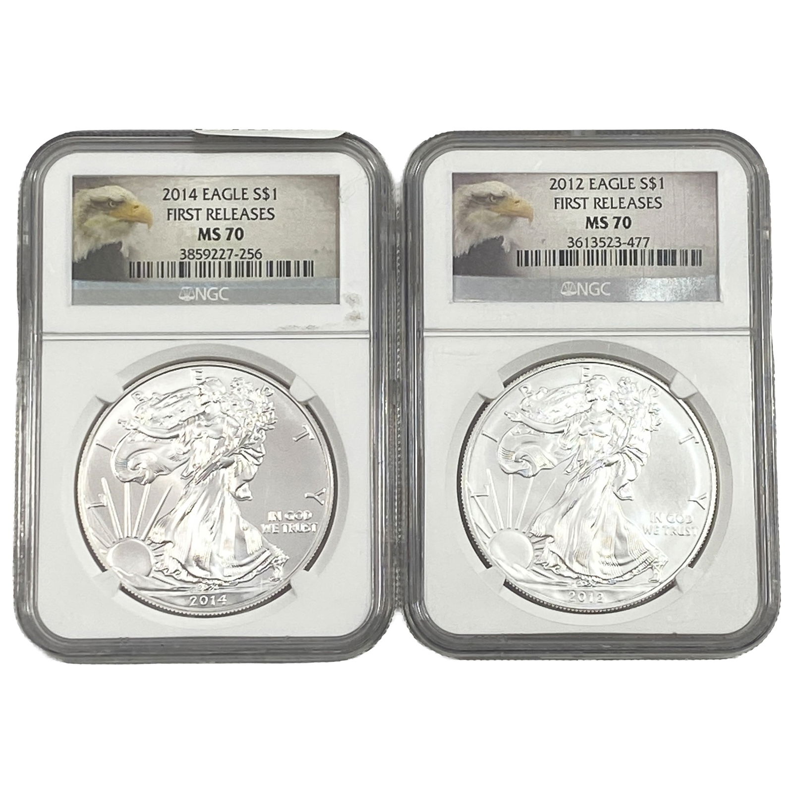 [2 Coins] 2012-2014 Silver Eagle NGC MS70: [2 Coins] 2012-2014 Silver Eagle NGC MS70