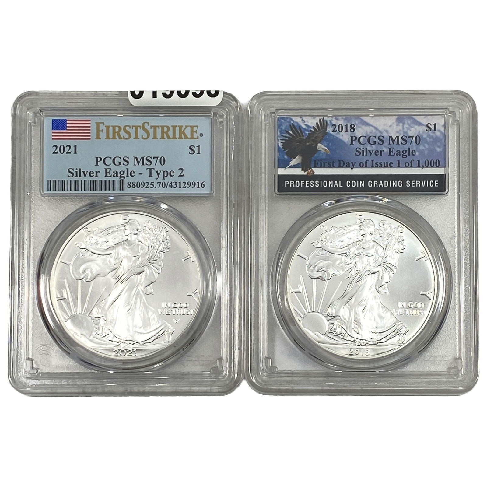 [2 Coins] 2018-2021 Silver Eagle PCGS MS70: [2 Coins] 2018-2021 Silver Eagle PCGS MS70