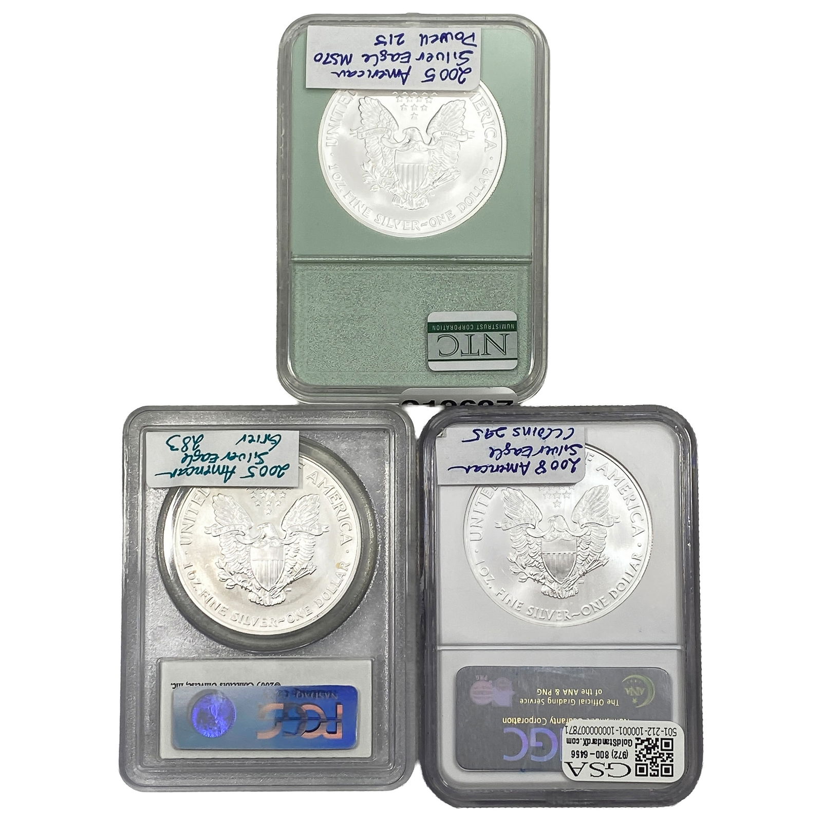 [3 Coins] 2005-2008 Silver Eagle MS70 - 2