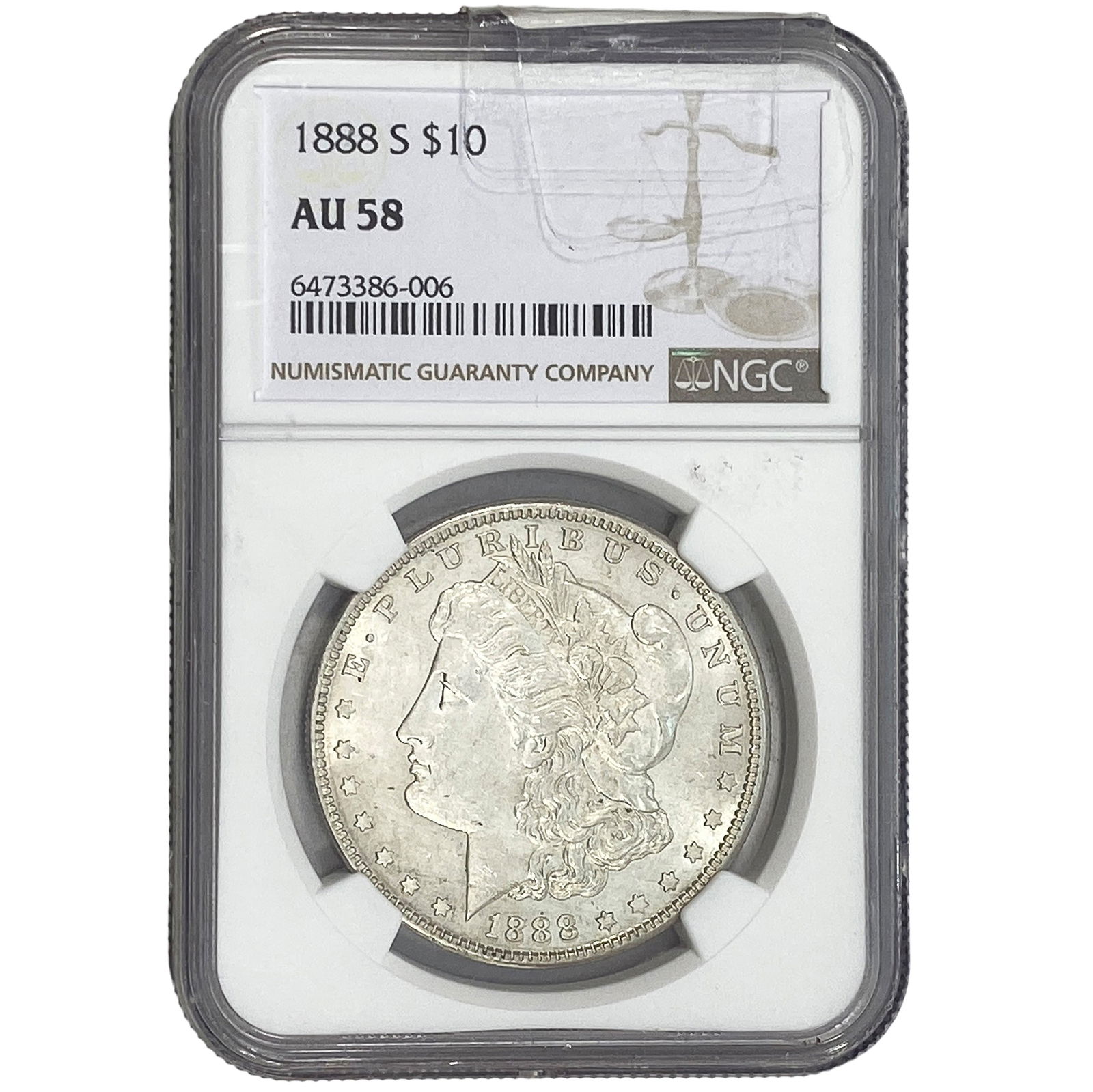 1888-S Morgan Silver Dollar NGC AU58: 1888-S Morgan Silver Dollar NGC AU58