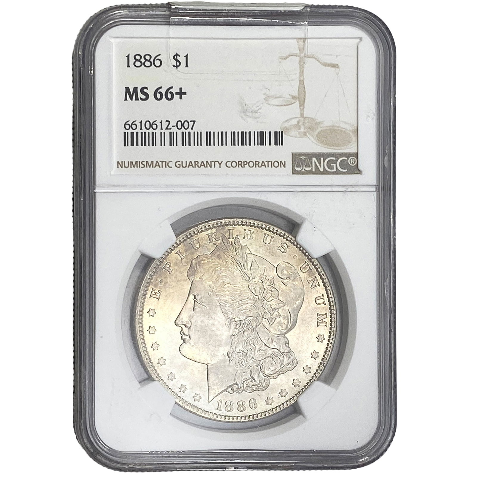 1886 Morgan Silver Dollar NGC MS66+: 1886 Morgan Silver Dollar NGC MS66+
